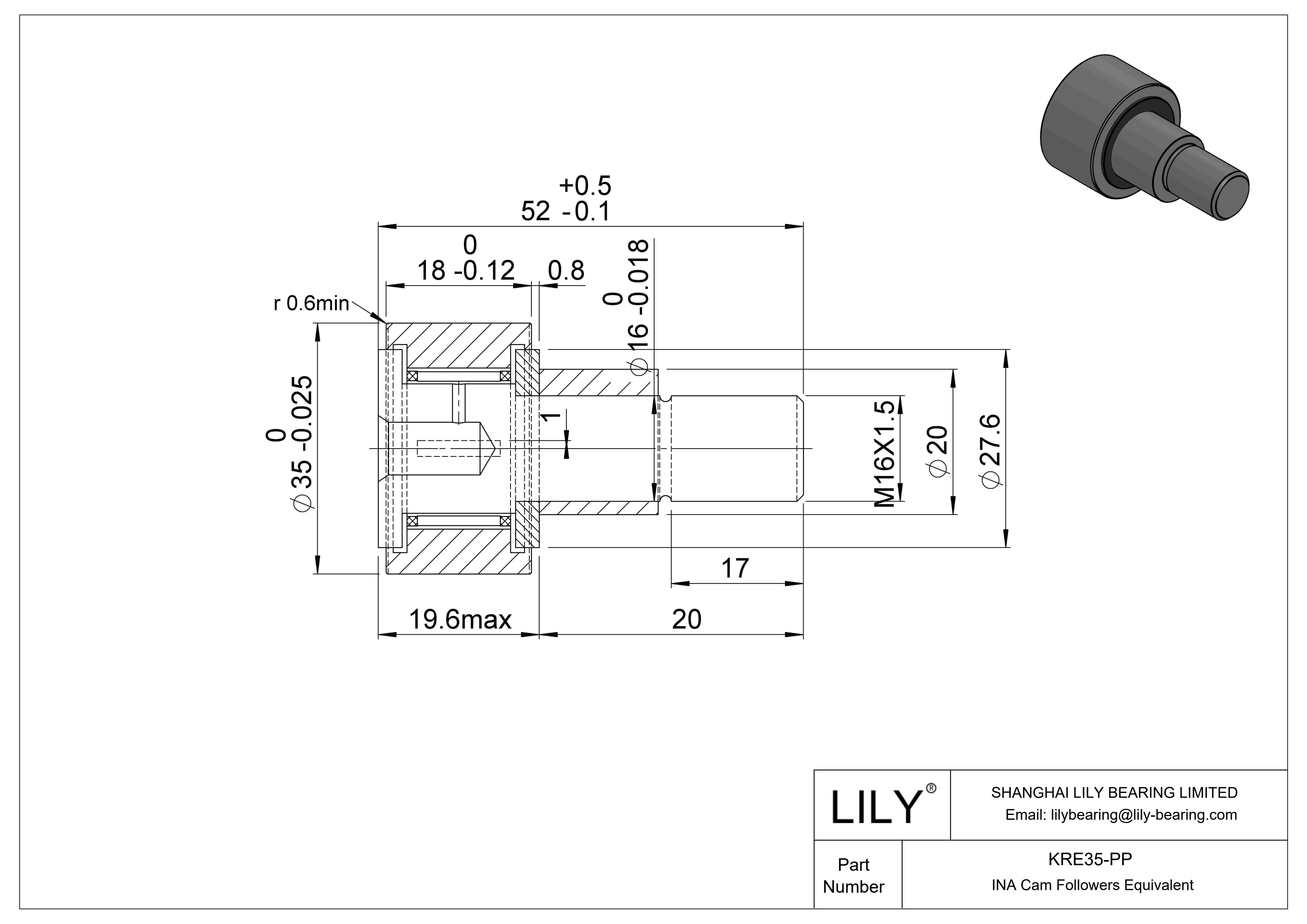 KRE35-PP Seguidor de leva con bulón excéntrico cad drawing