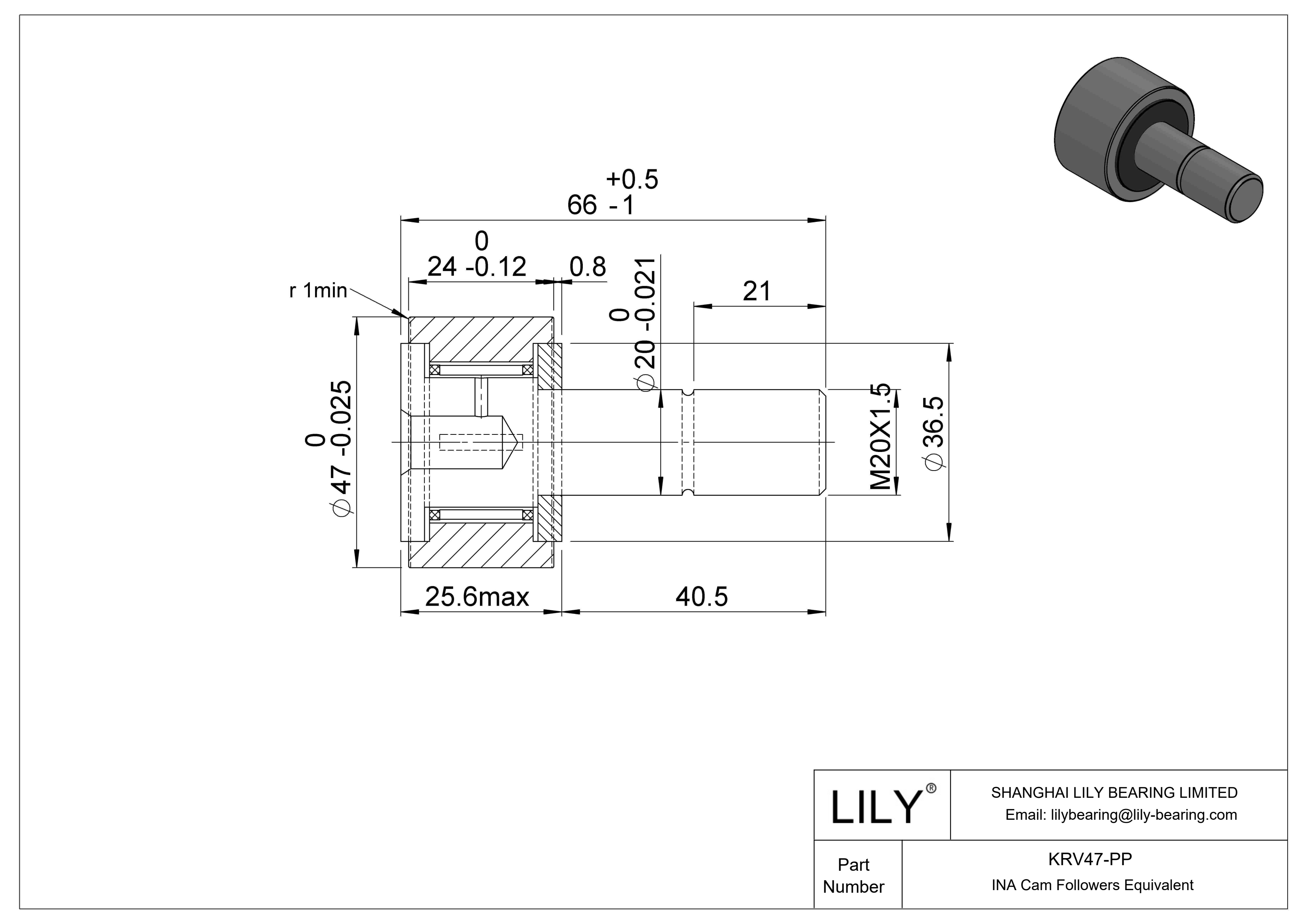 KRV47-PP Seguidor de leva cad drawing