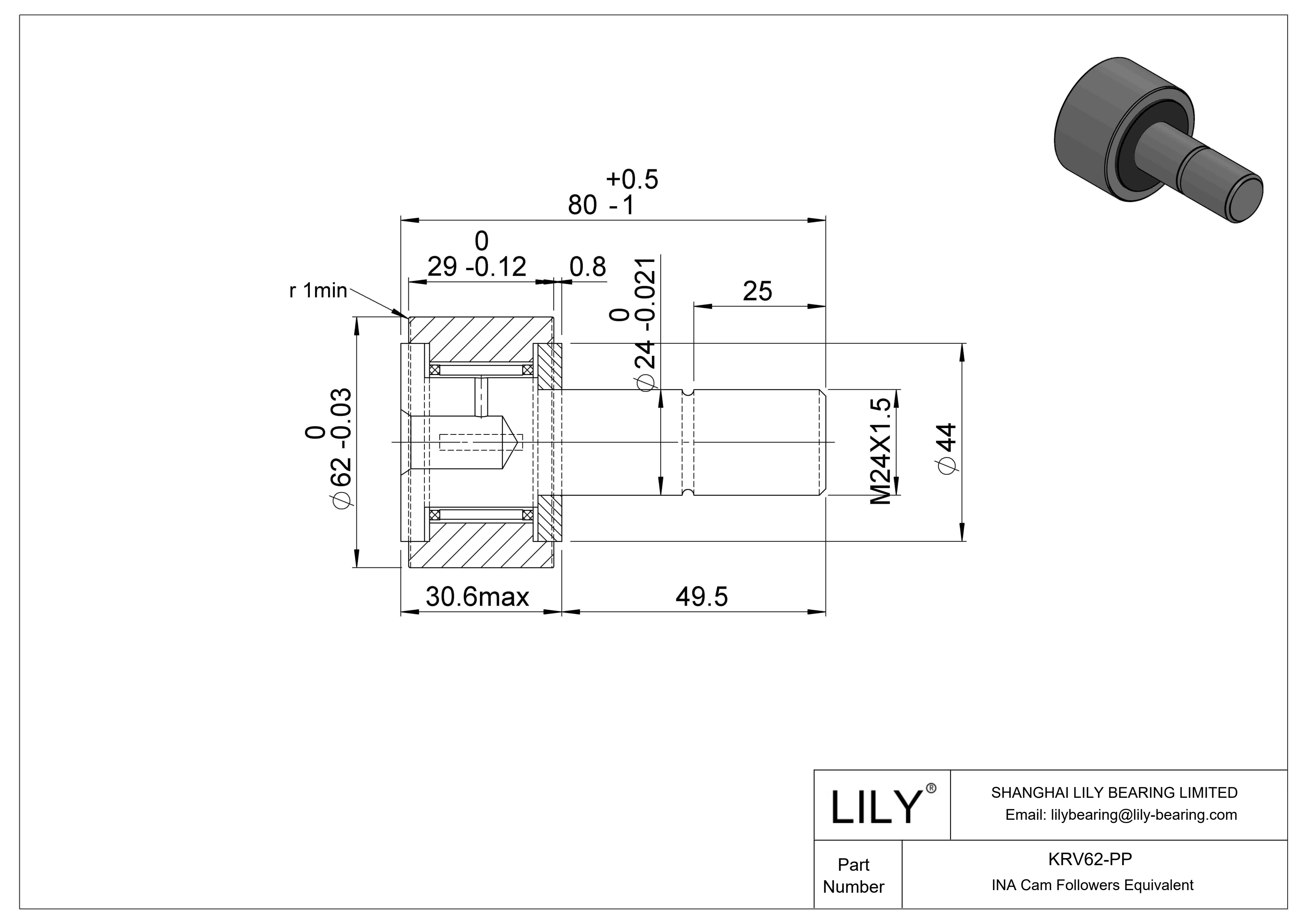 KRV62-PP Seguidor de leva cad drawing