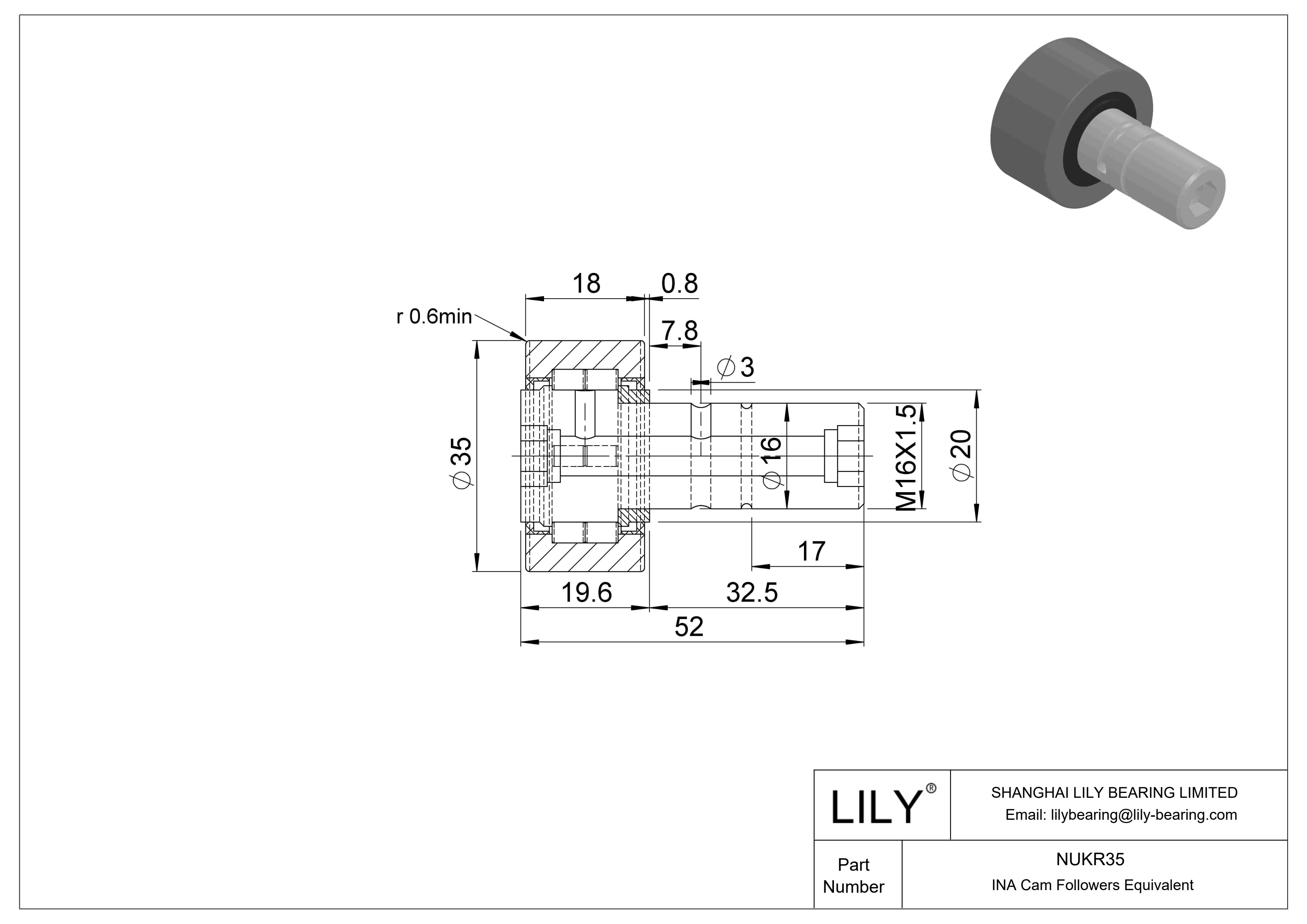 NUKR35 螺柱凸轮从动件 cad drawing