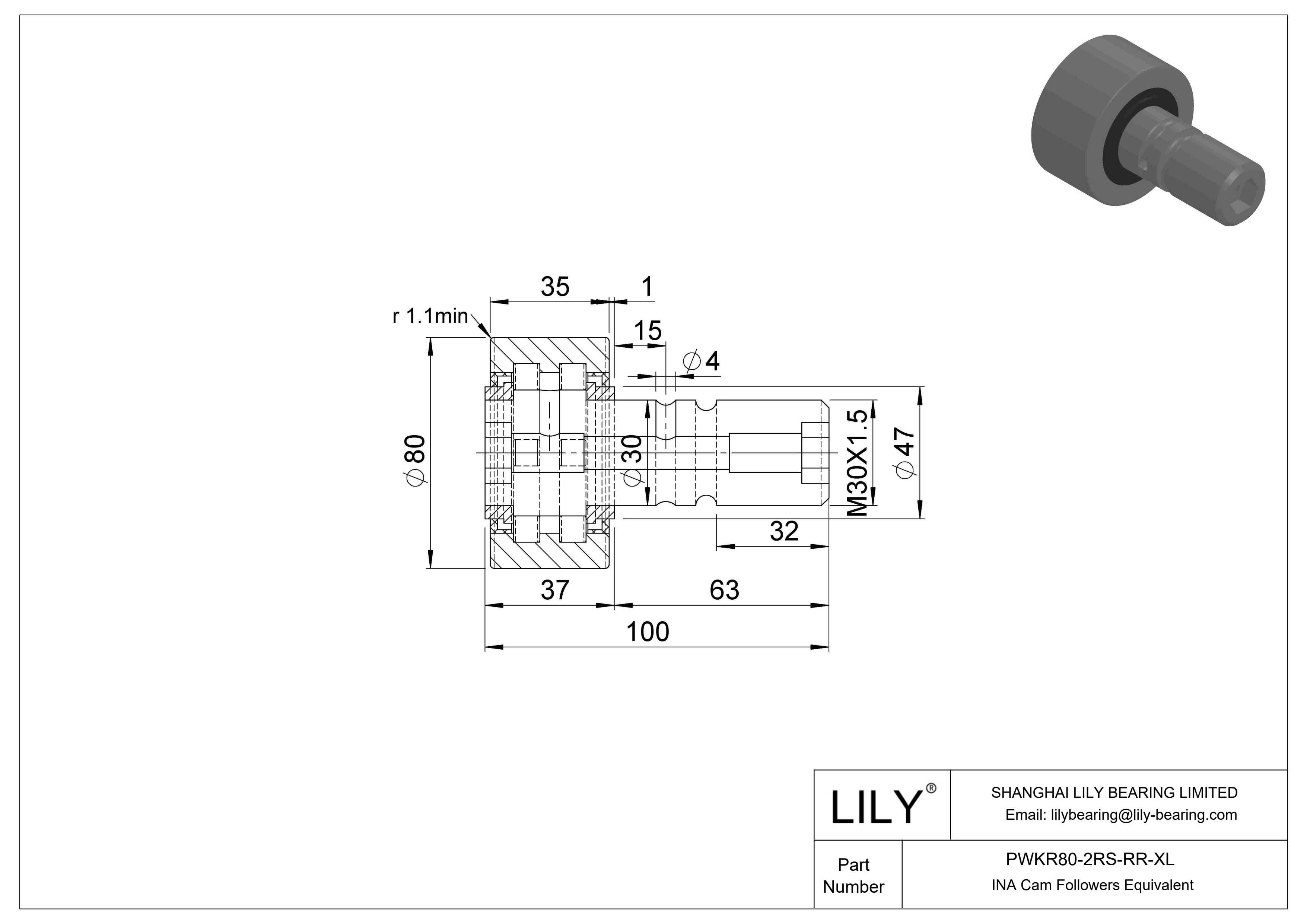 PWKR80-2RS-RR-XL Seguidor de leva cad drawing