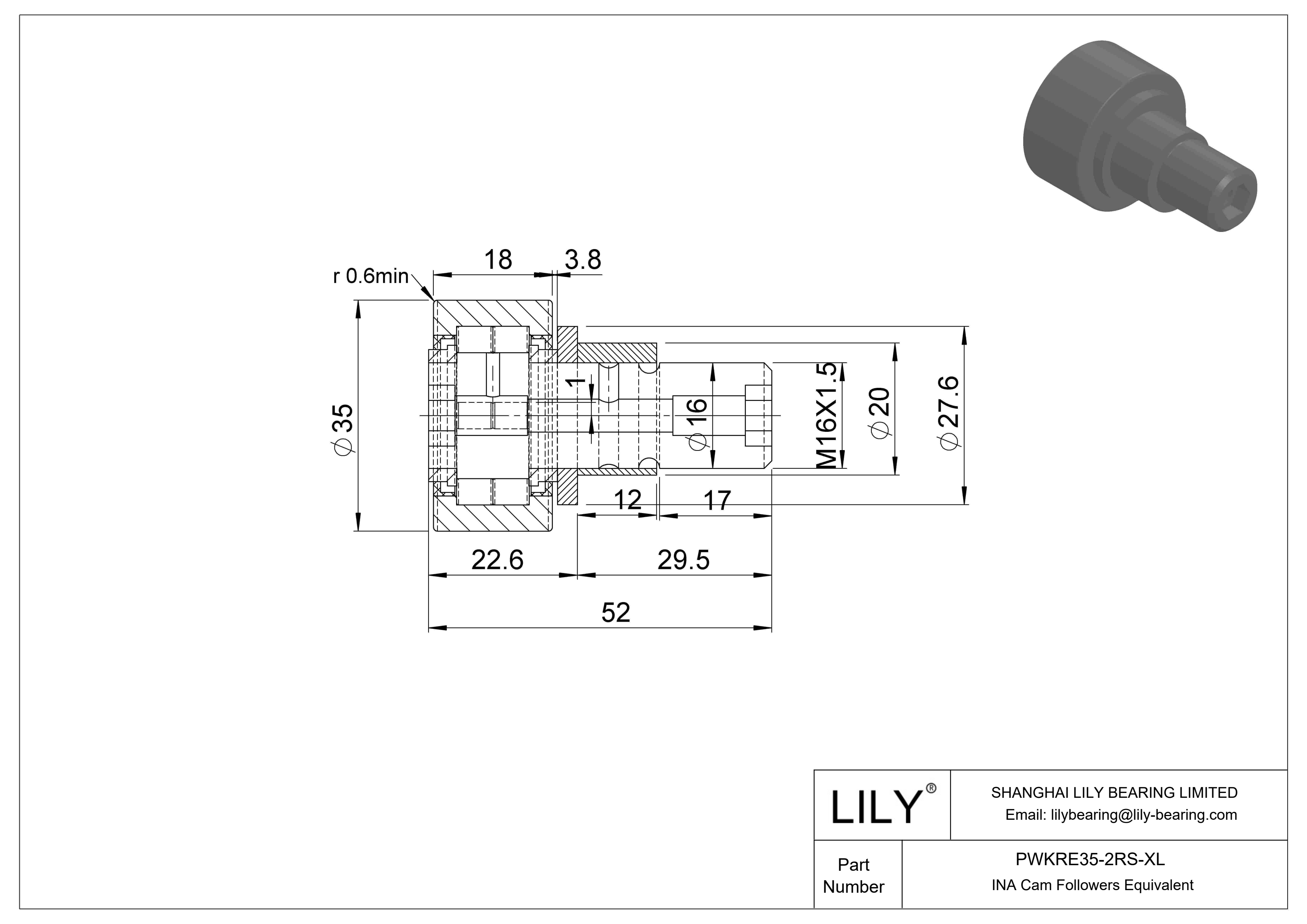 PWKRE35-2RS-XL Seguidor de leva con bulón excéntrico cad drawing