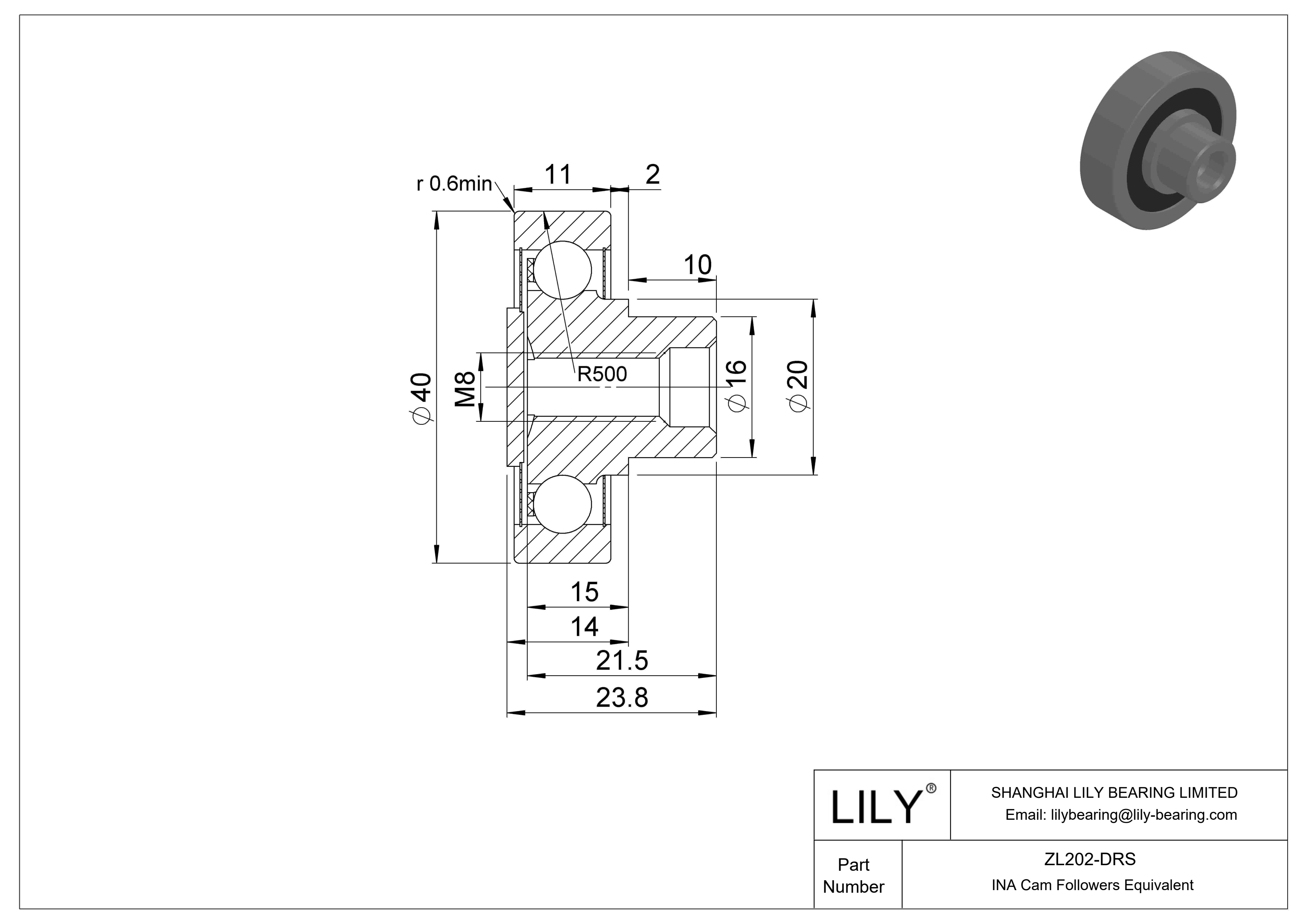 ZL202-DRS Seguidor de leva cad drawing