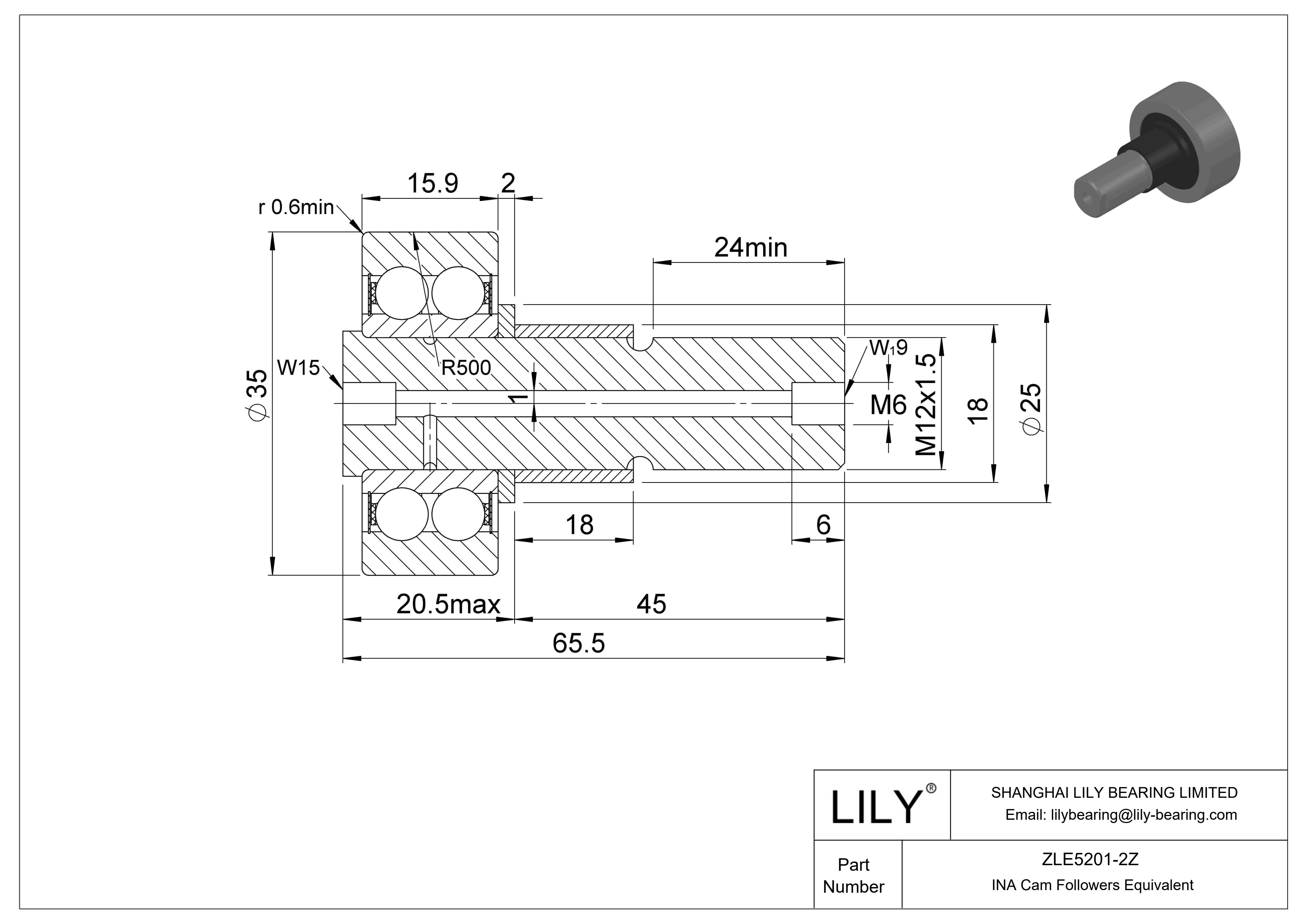 ZLE5201-2Z 偏心螺柱凸轮从动件 cad drawing