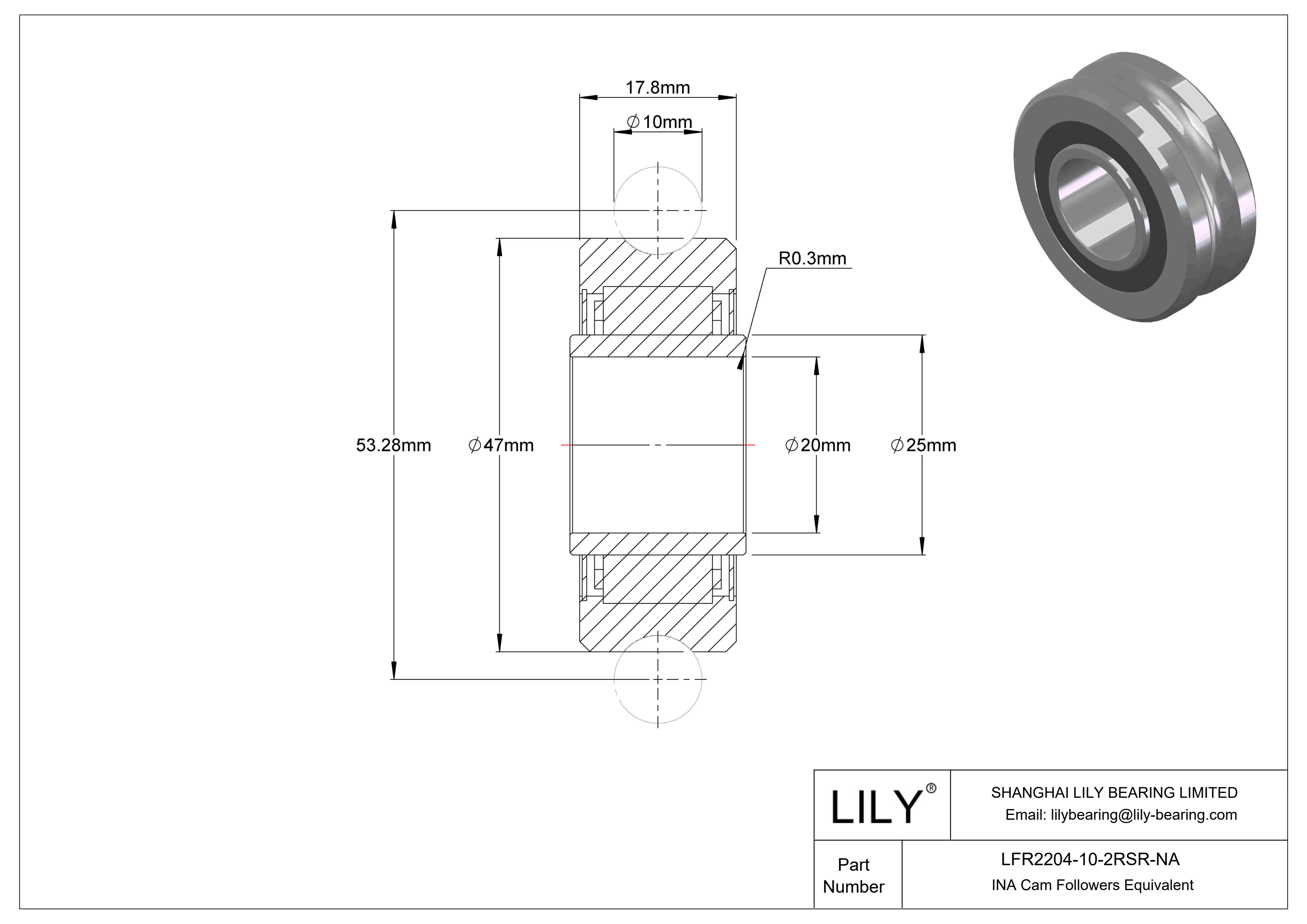 LFR2204-10-2RSR-NA Seguidores de levas especiales cad drawing