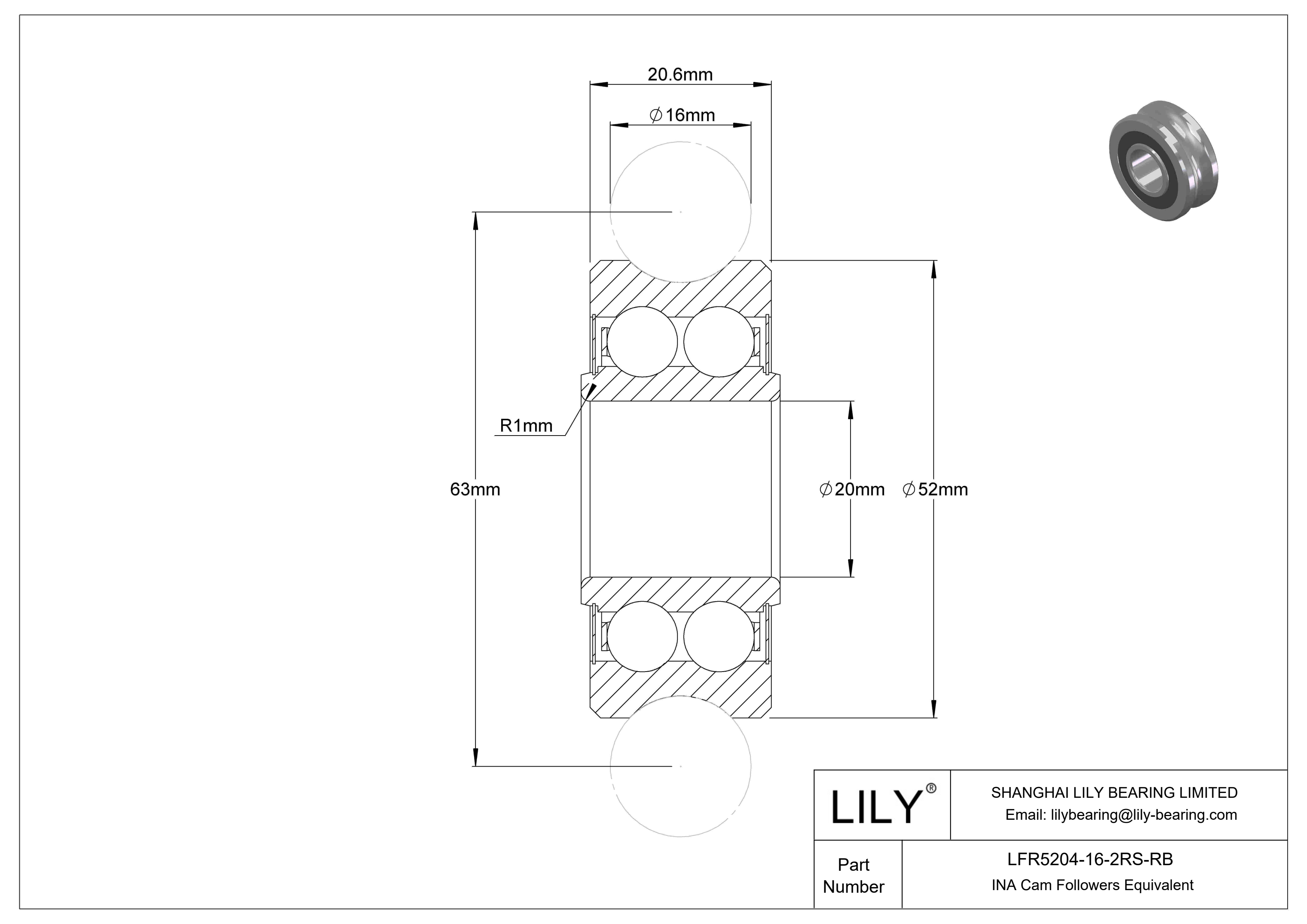 LFR5204-16-2RS-RB 特殊凸轮从动件 cad drawing