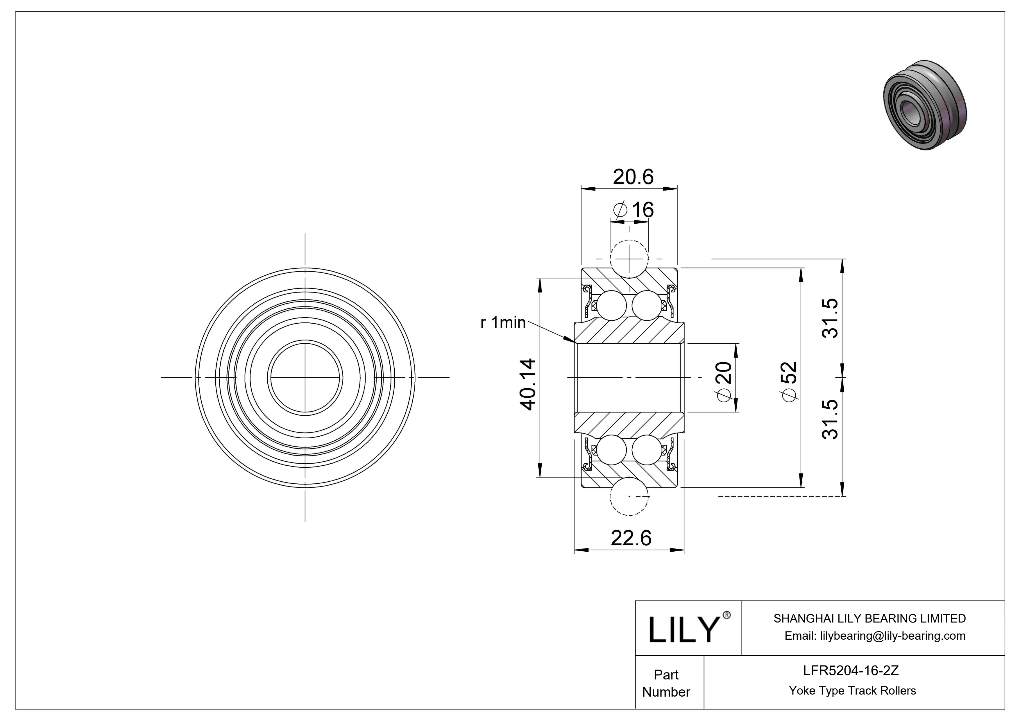 LFR5204-16-2Z Yoke Type Track Rollers cad drawing