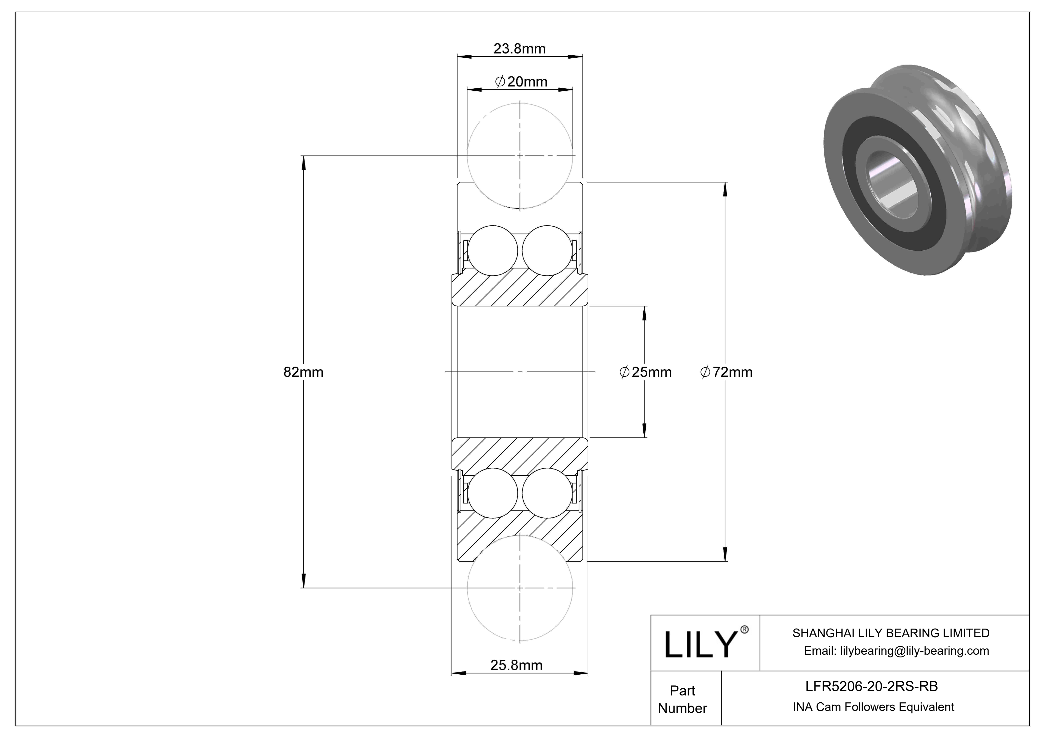 LFR5206-20-2RS-RB 特殊凸轮从动件 cad drawing