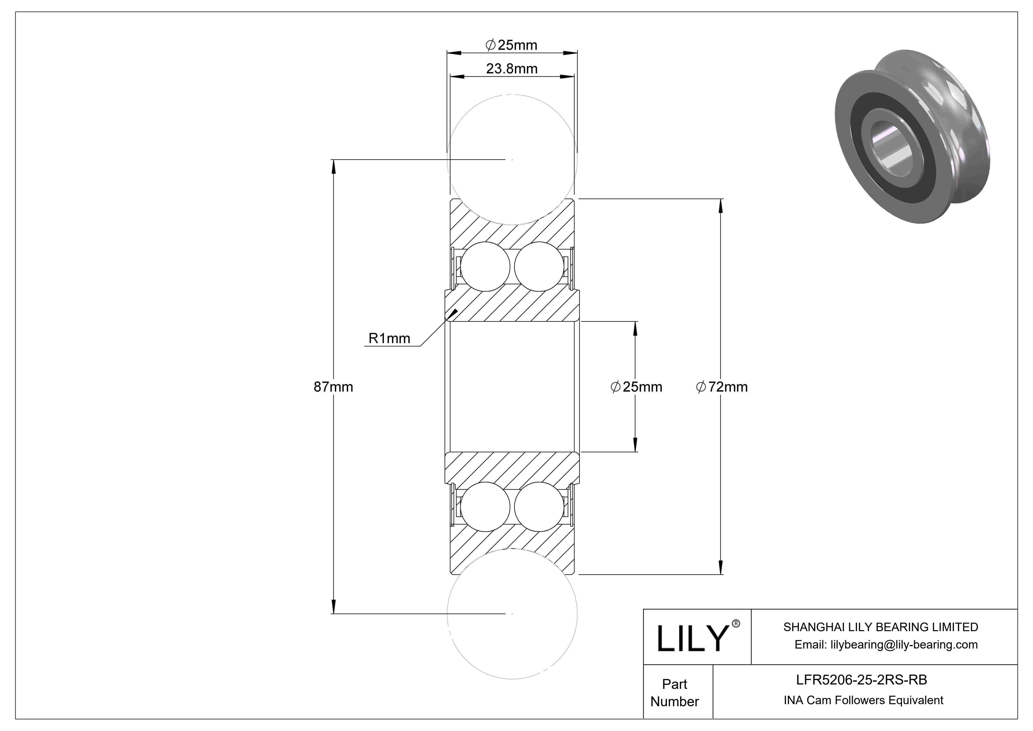 LFR5206-25-2RS-RB Special Cam Followers cad drawing