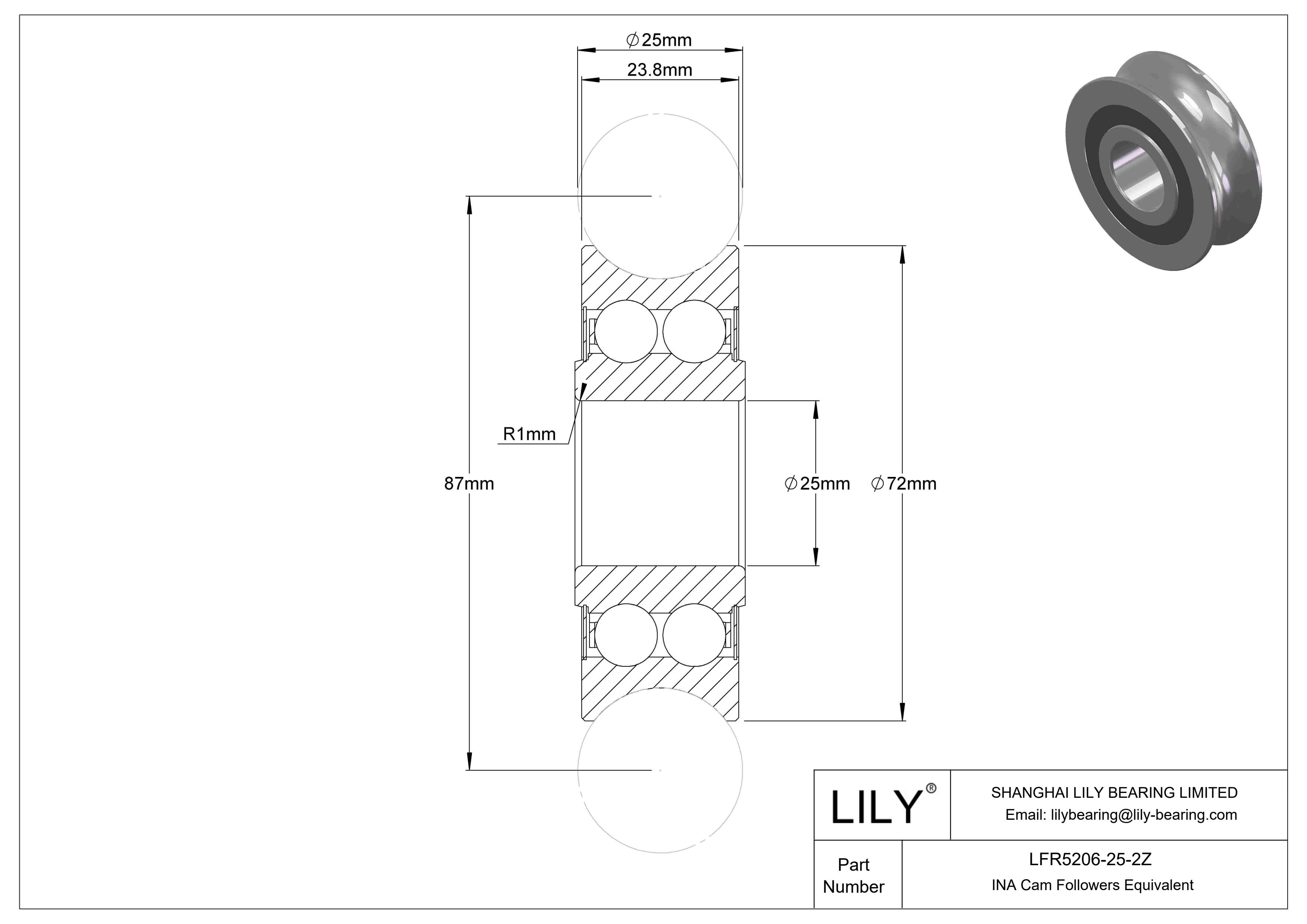 LFR5206-25-2Z Special Cam Followers cad drawing