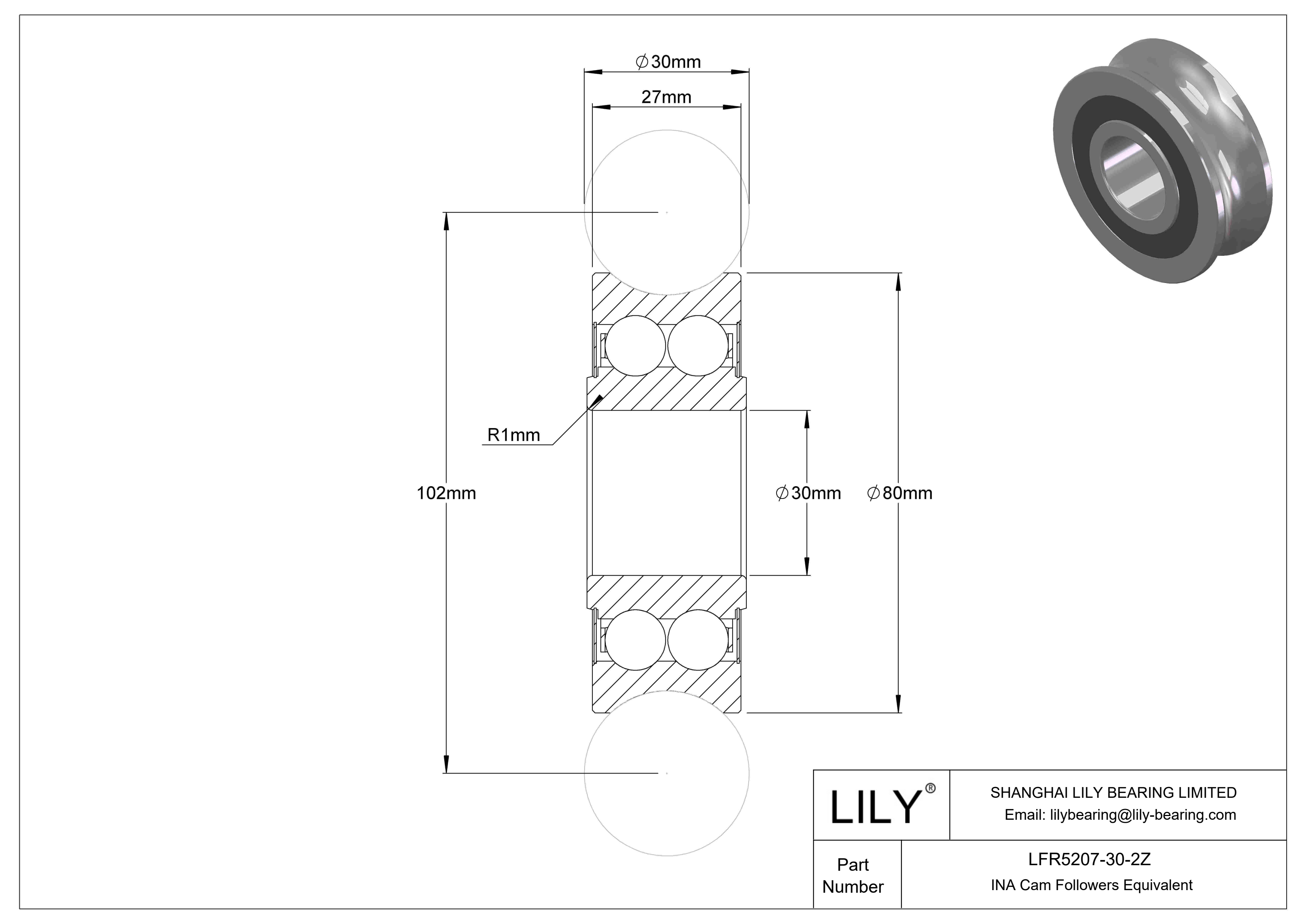 LFR5207-30-2Z Special Cam Followers cad drawing