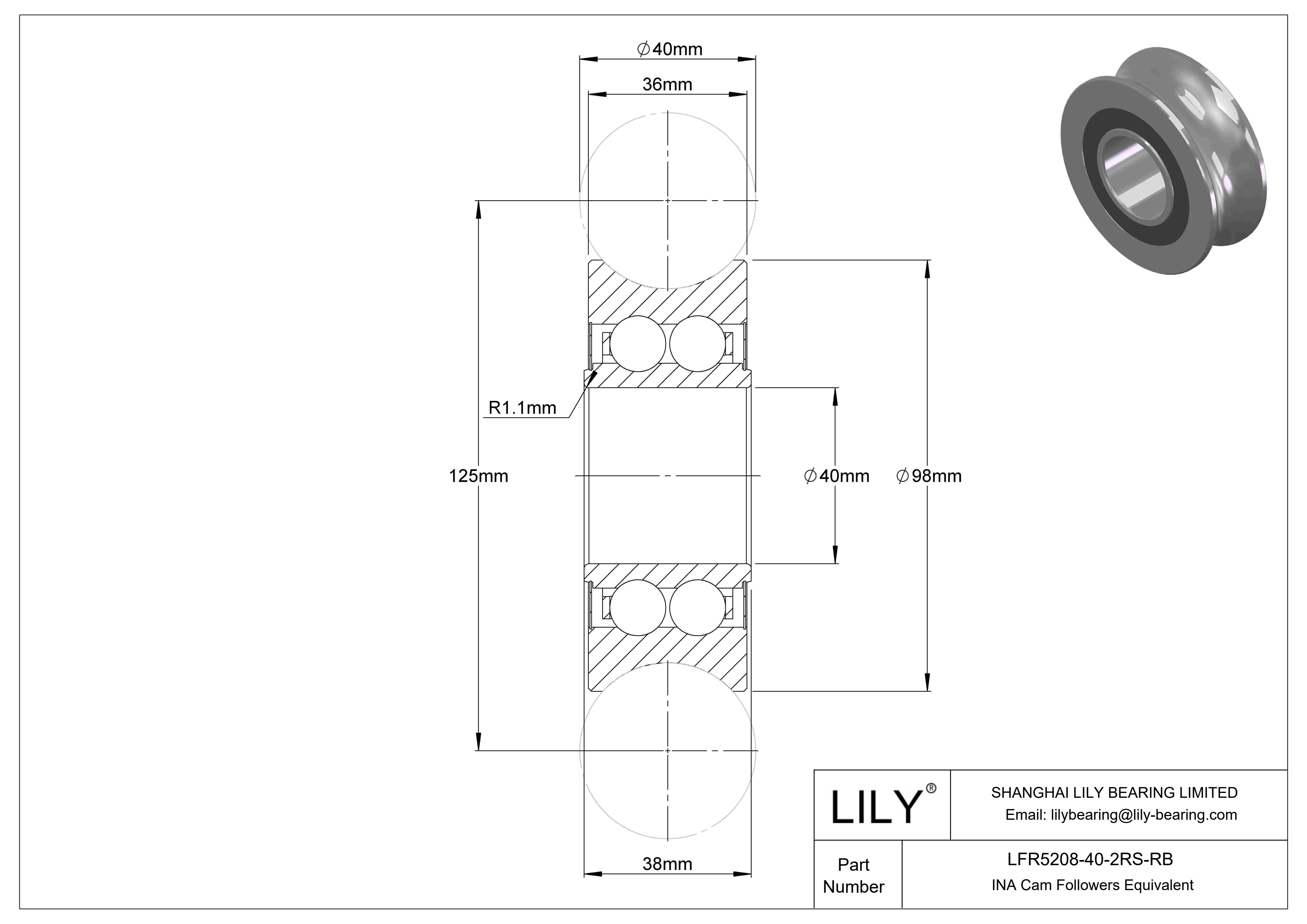 LFR5208-40-2RS-RB 特殊凸轮从动件 cad drawing