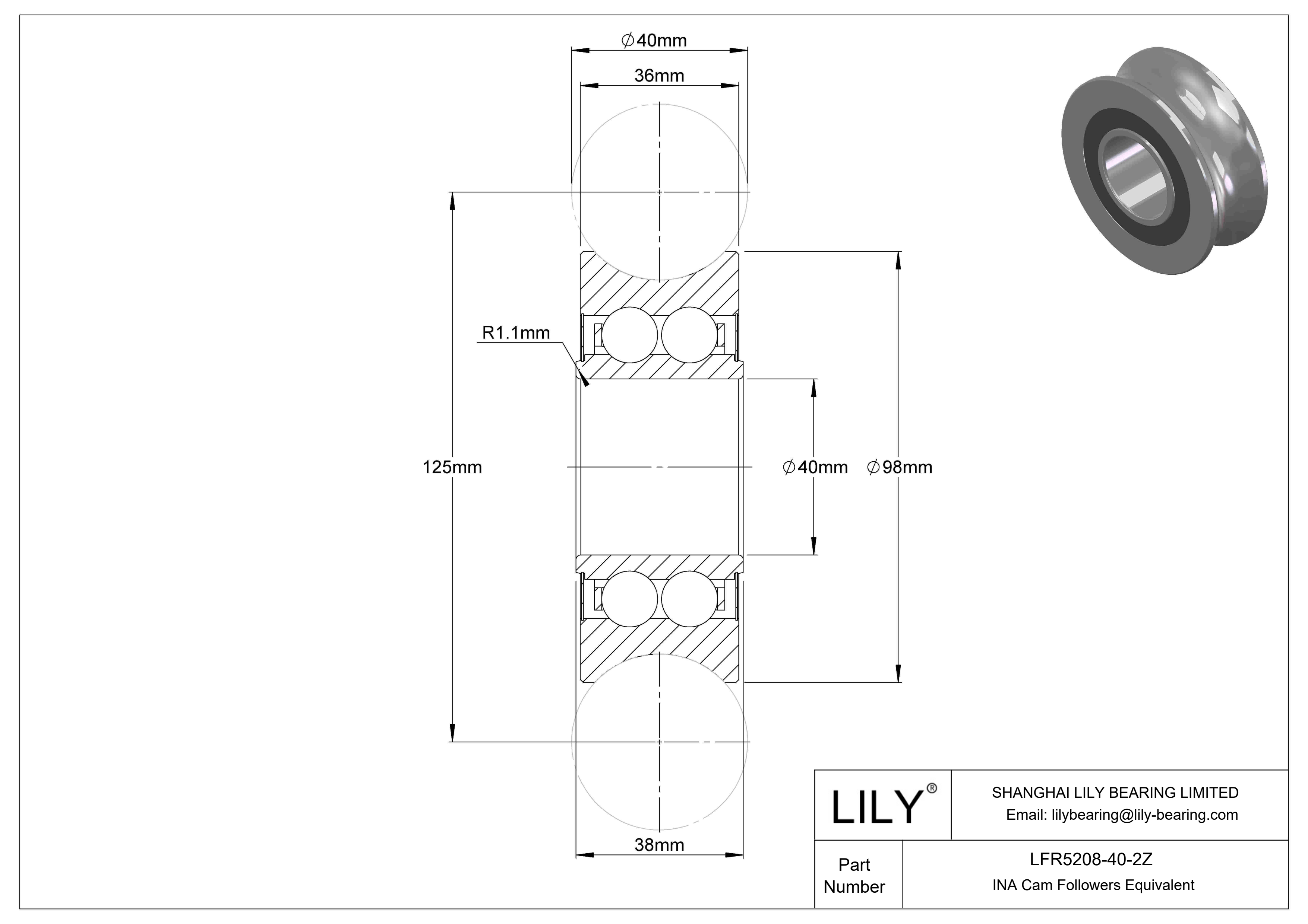 LFR5208-40-2Z Special Cam Followers cad drawing