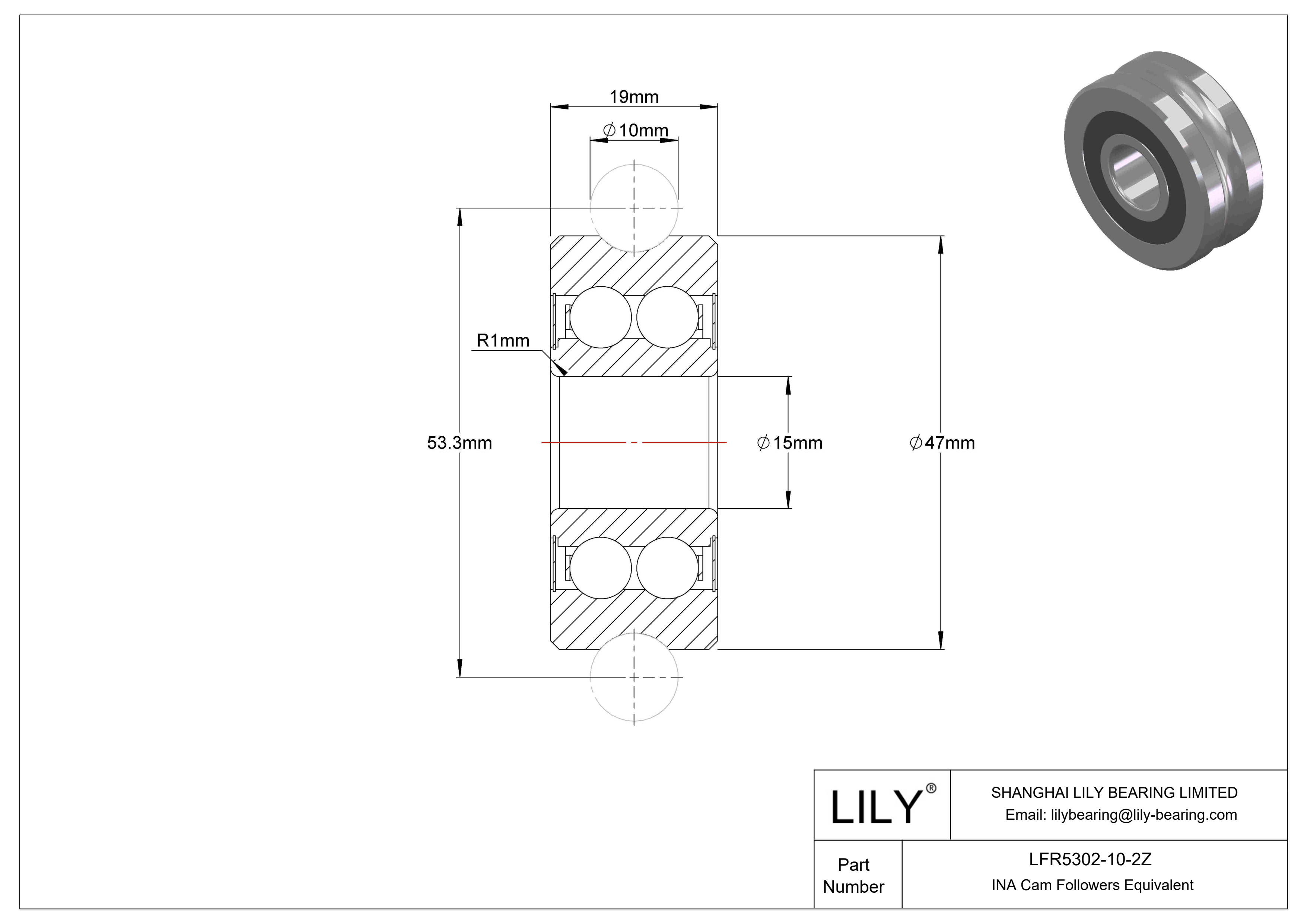 LFR5302-10-2Z Special Cam Followers cad drawing