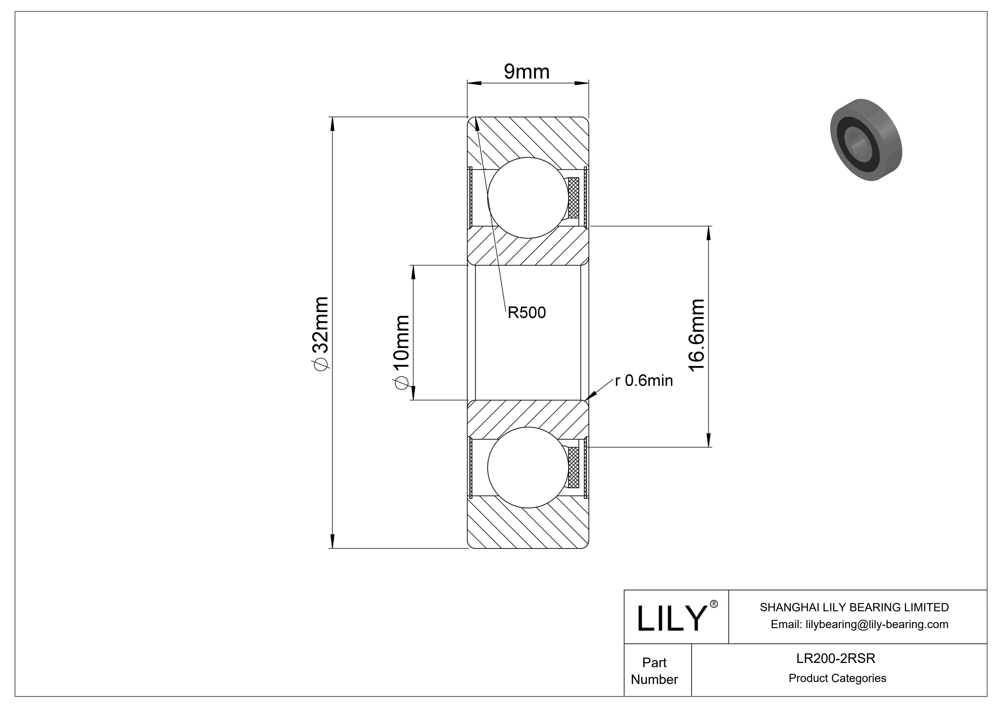 LR200-2RSR Yoke Type Track Rollers cad drawing