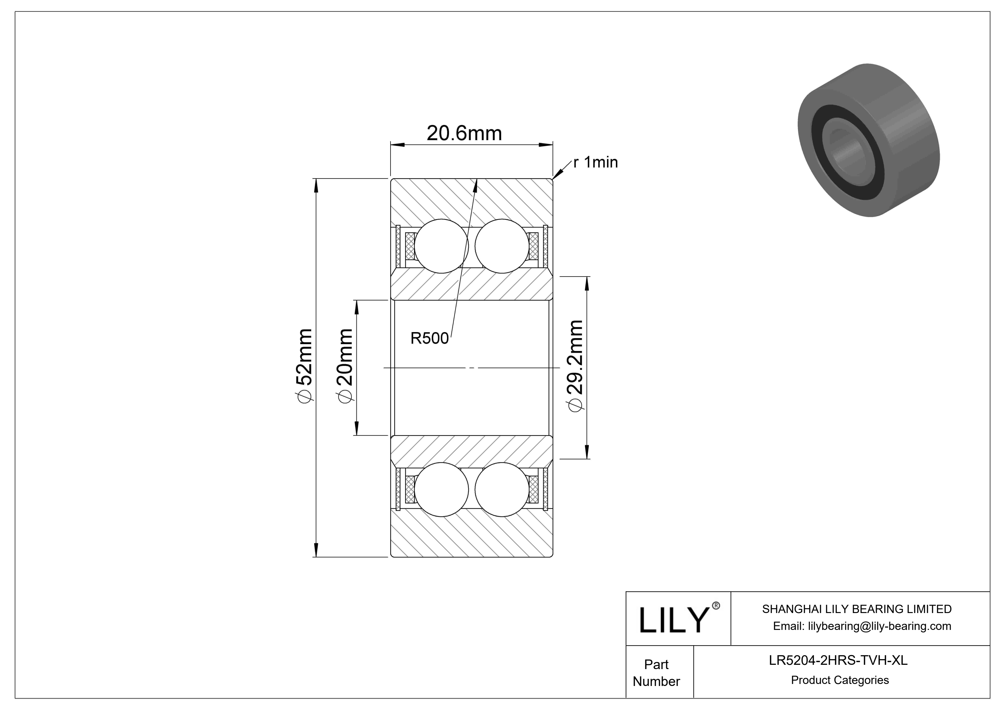 LR5204-2HRS-TVH-XL Yoke Type Track Rollers cad drawing