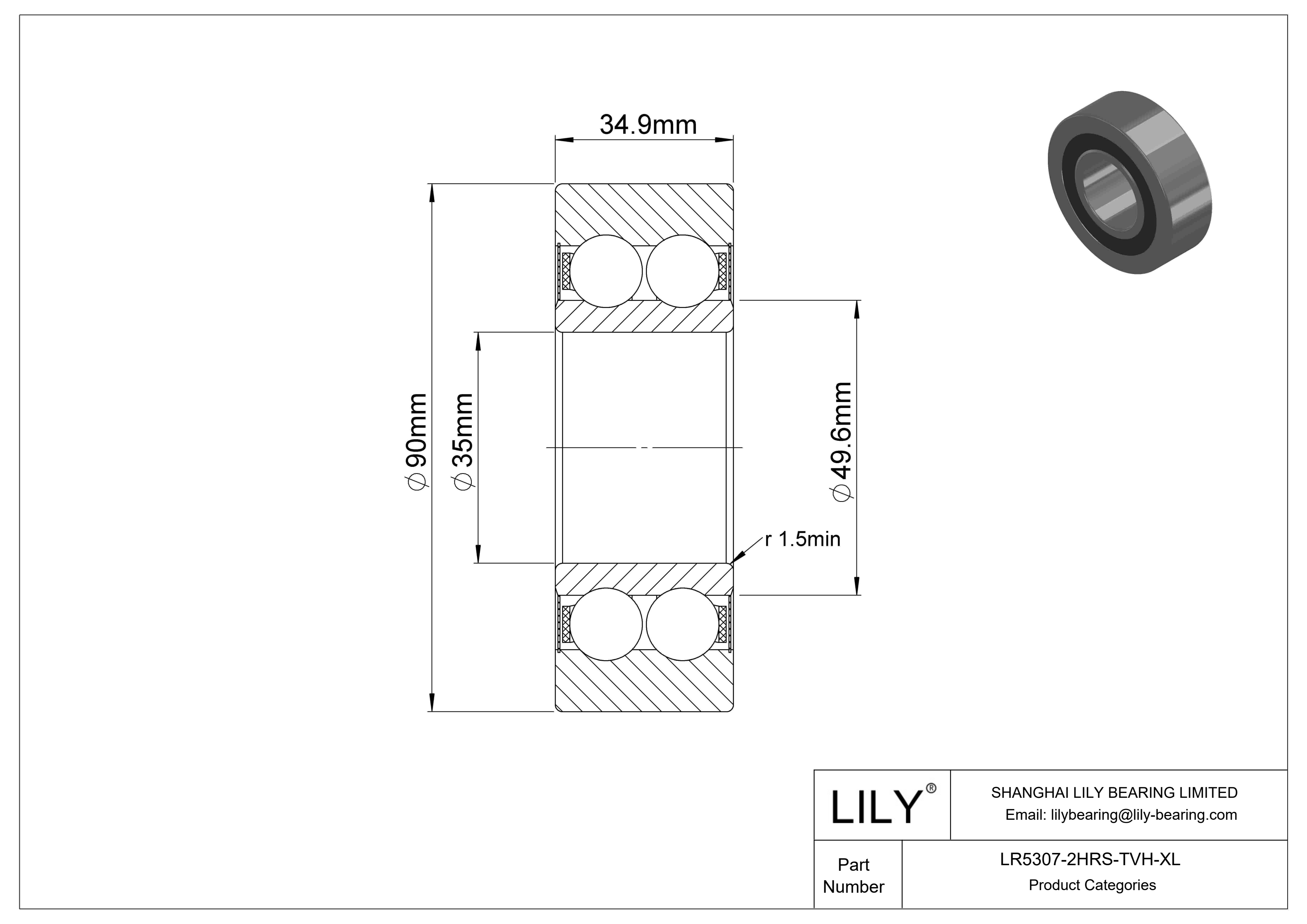 LR5307-2HRS-TVH-XL Yoke Type Track Rollers cad drawing