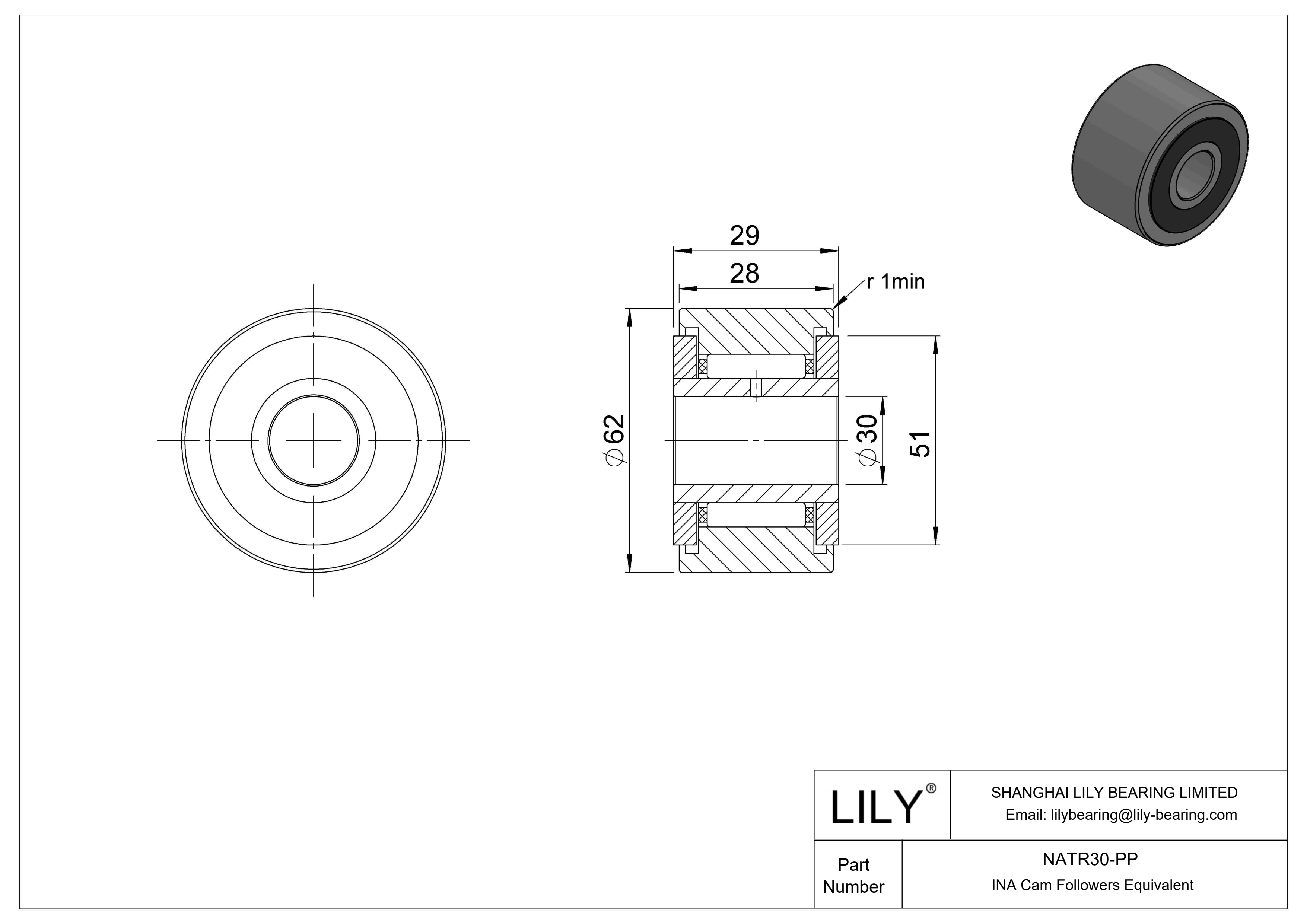 NATR30-PP Yugo seguidor de leva cad drawing