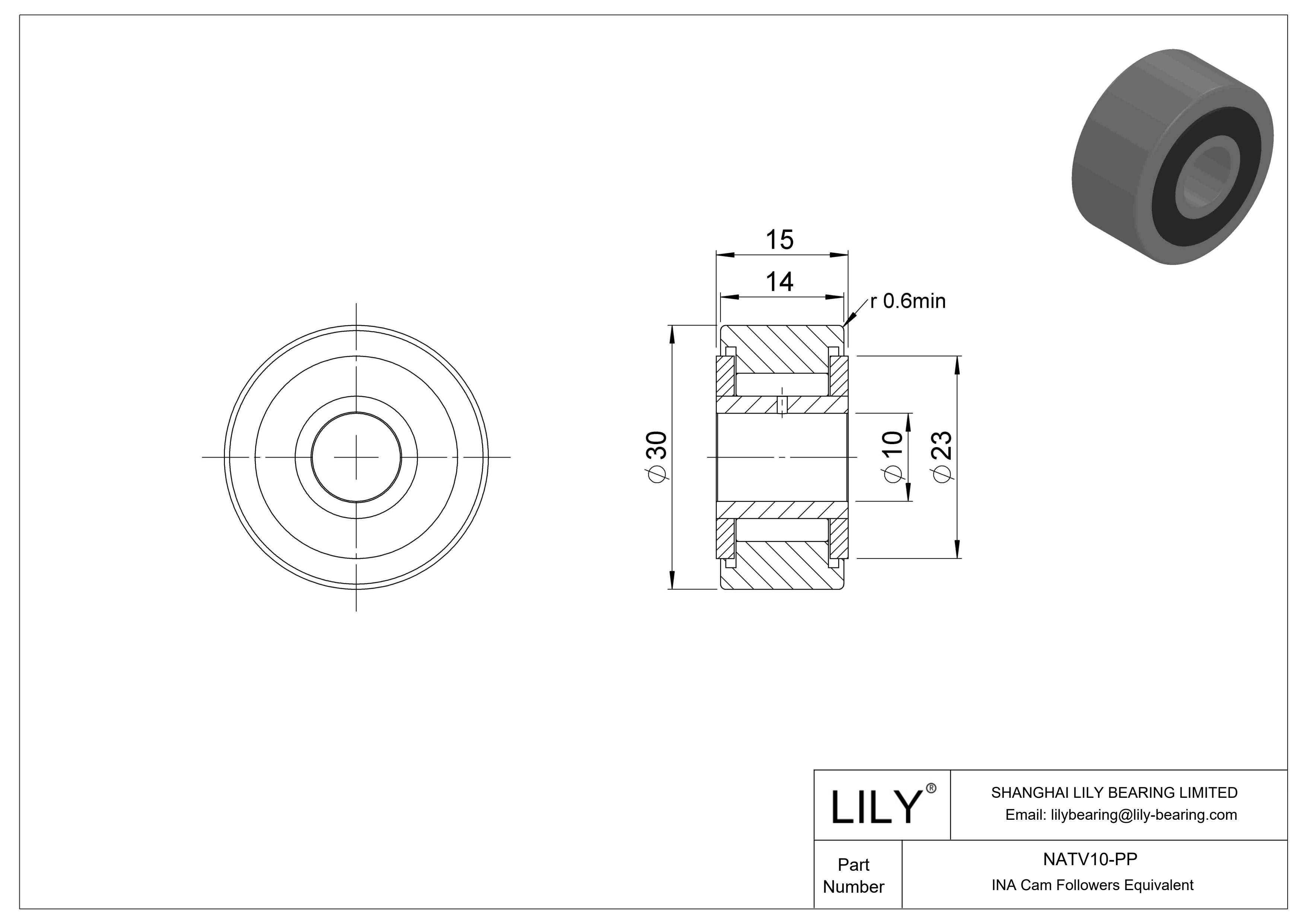 NATV10-PP Yugo seguidor de leva cad drawing