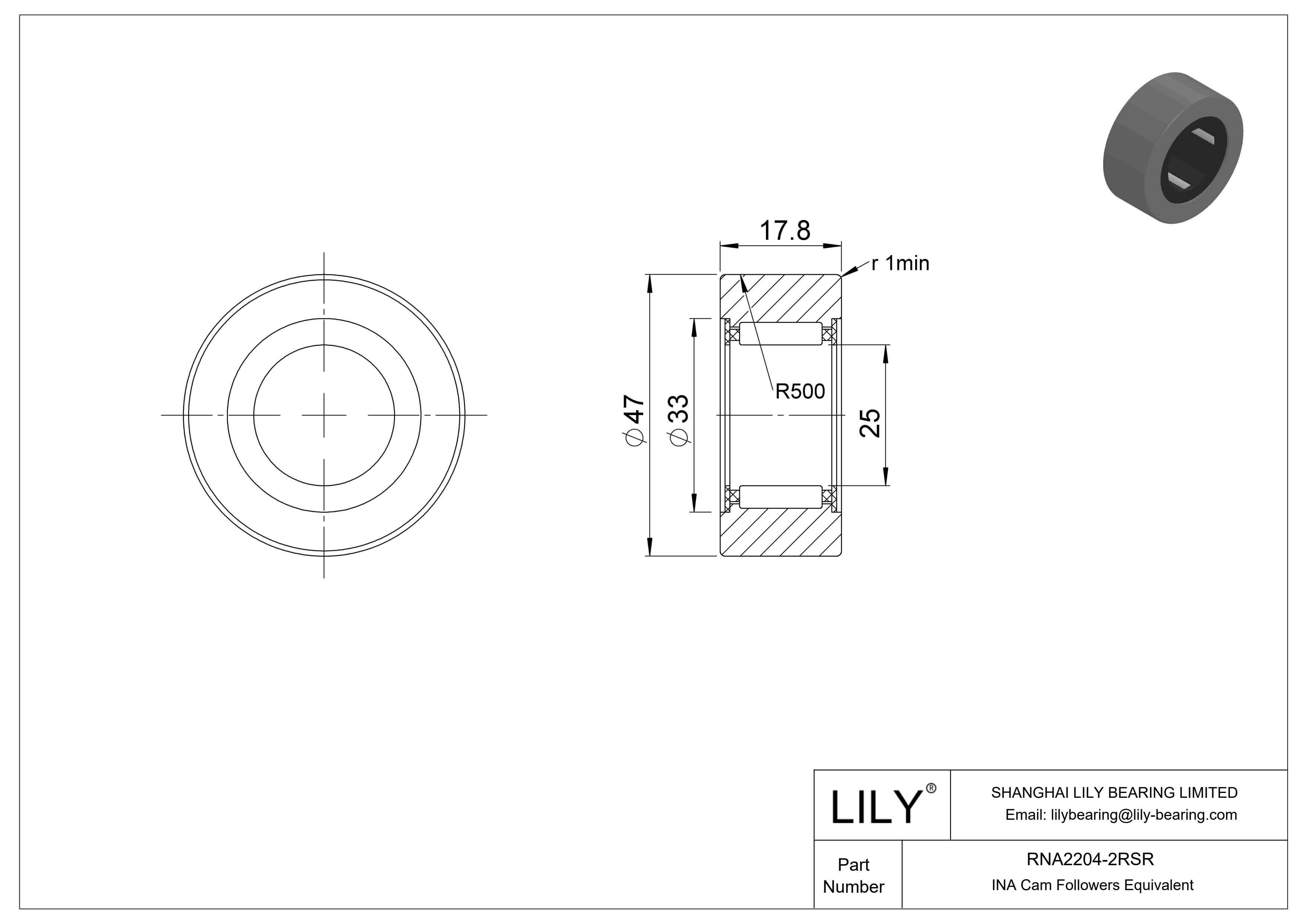 RNA2204-2RSR Yugo seguidor de leva cad drawing