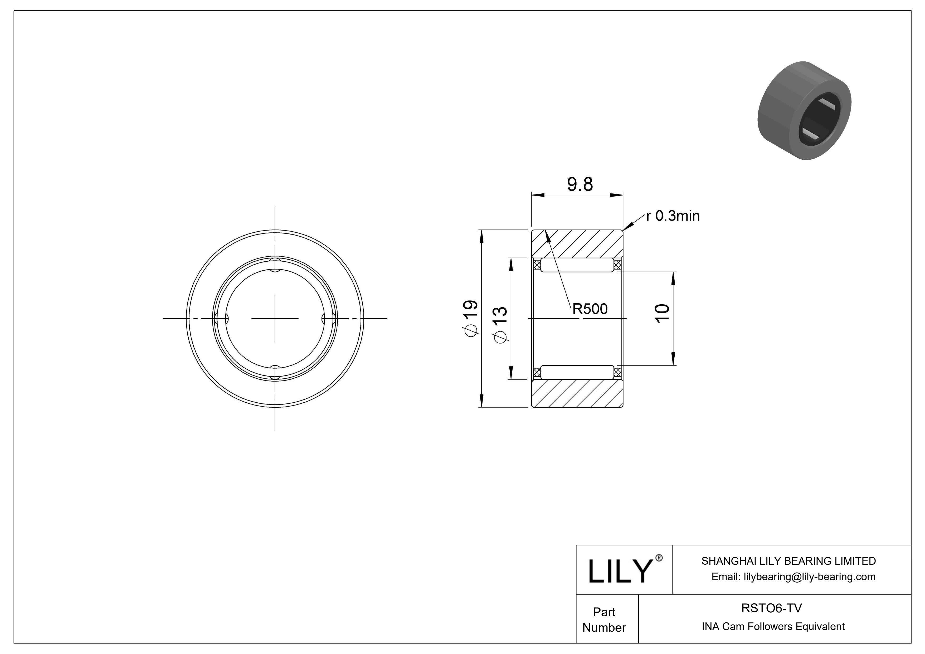 RSTO6-TV Yugo seguidor de leva cad drawing