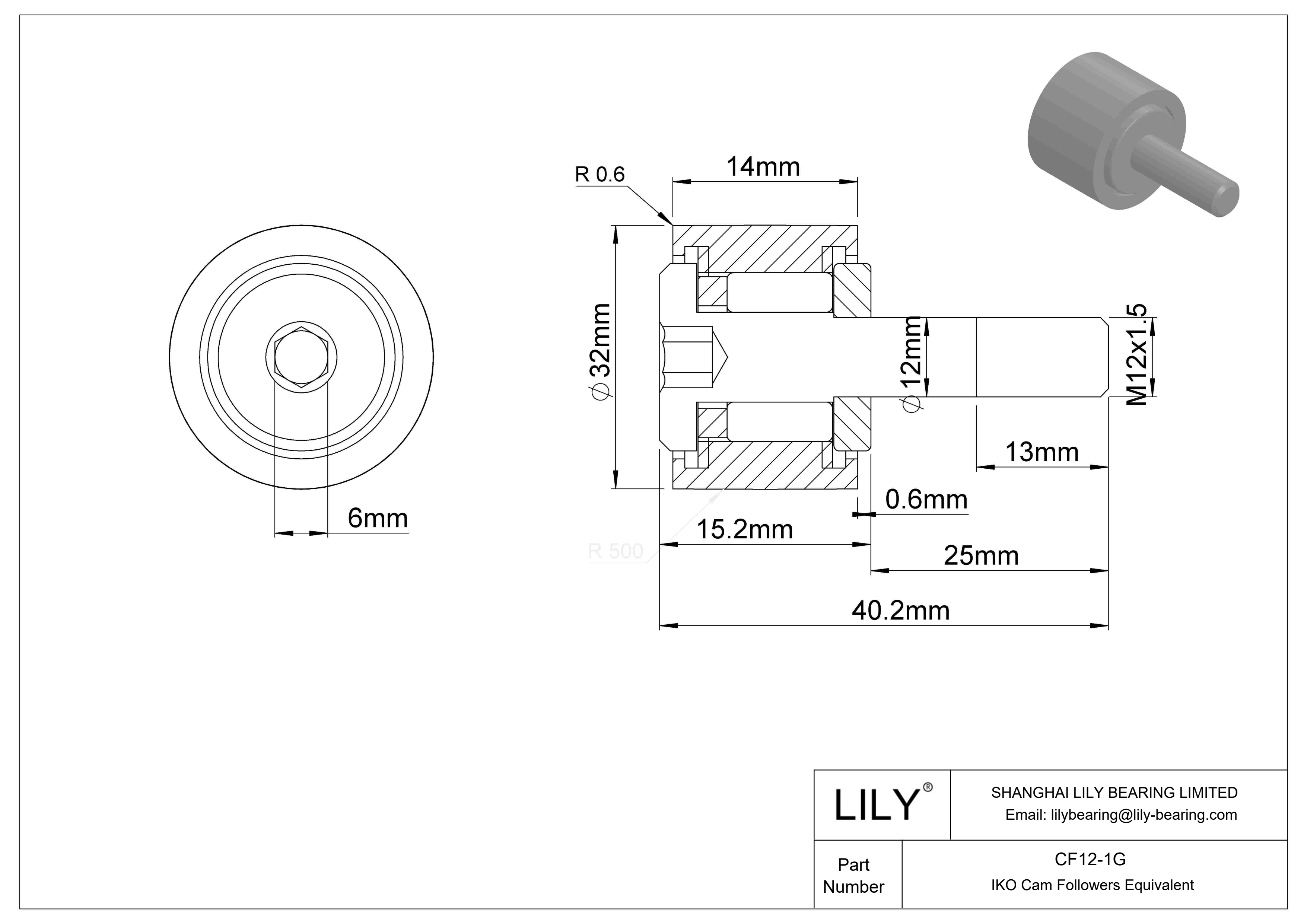 CF12-1G 螺柱凸轮从动件 cad drawing