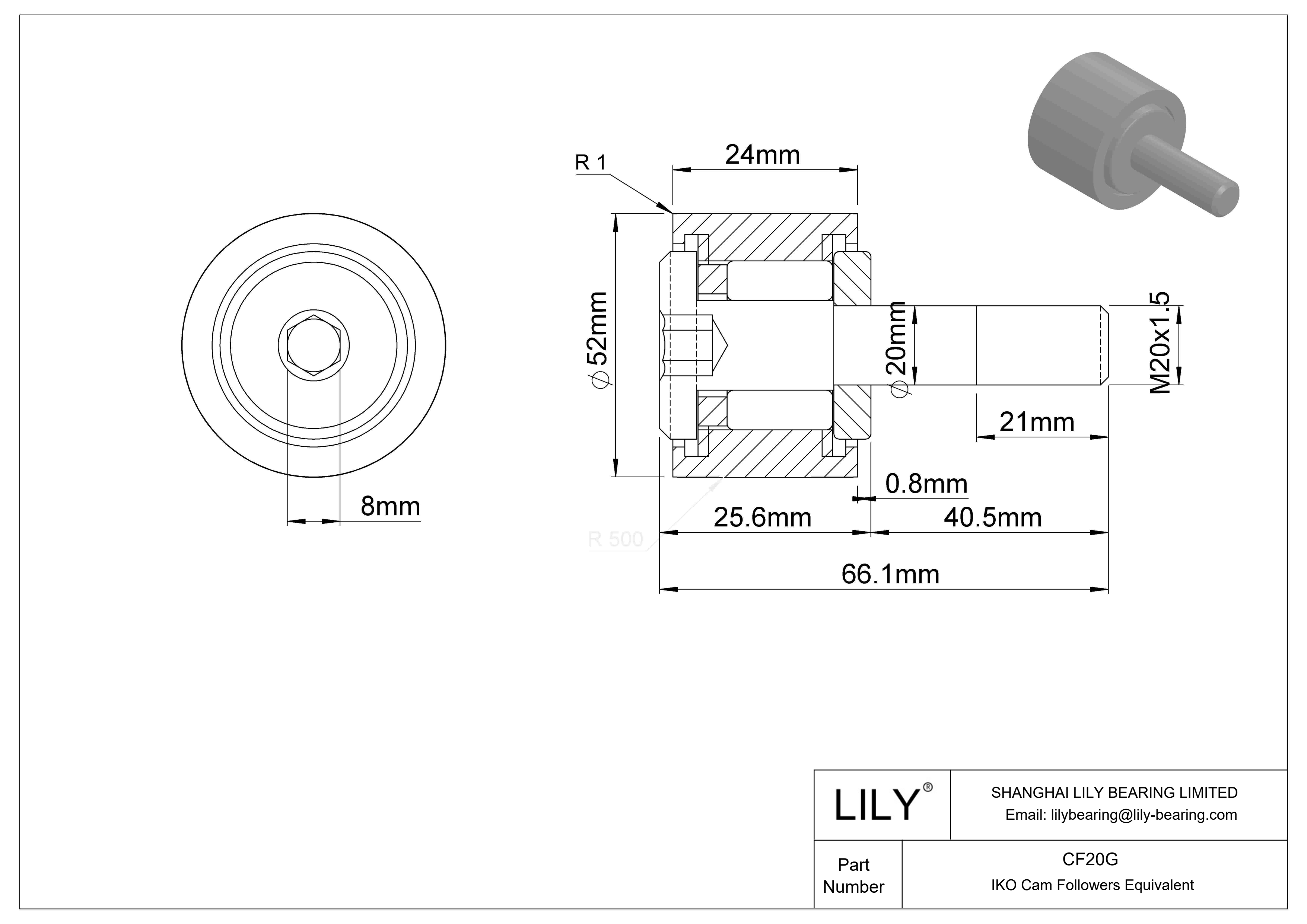 CF20G 螺柱凸轮从动件 cad drawing