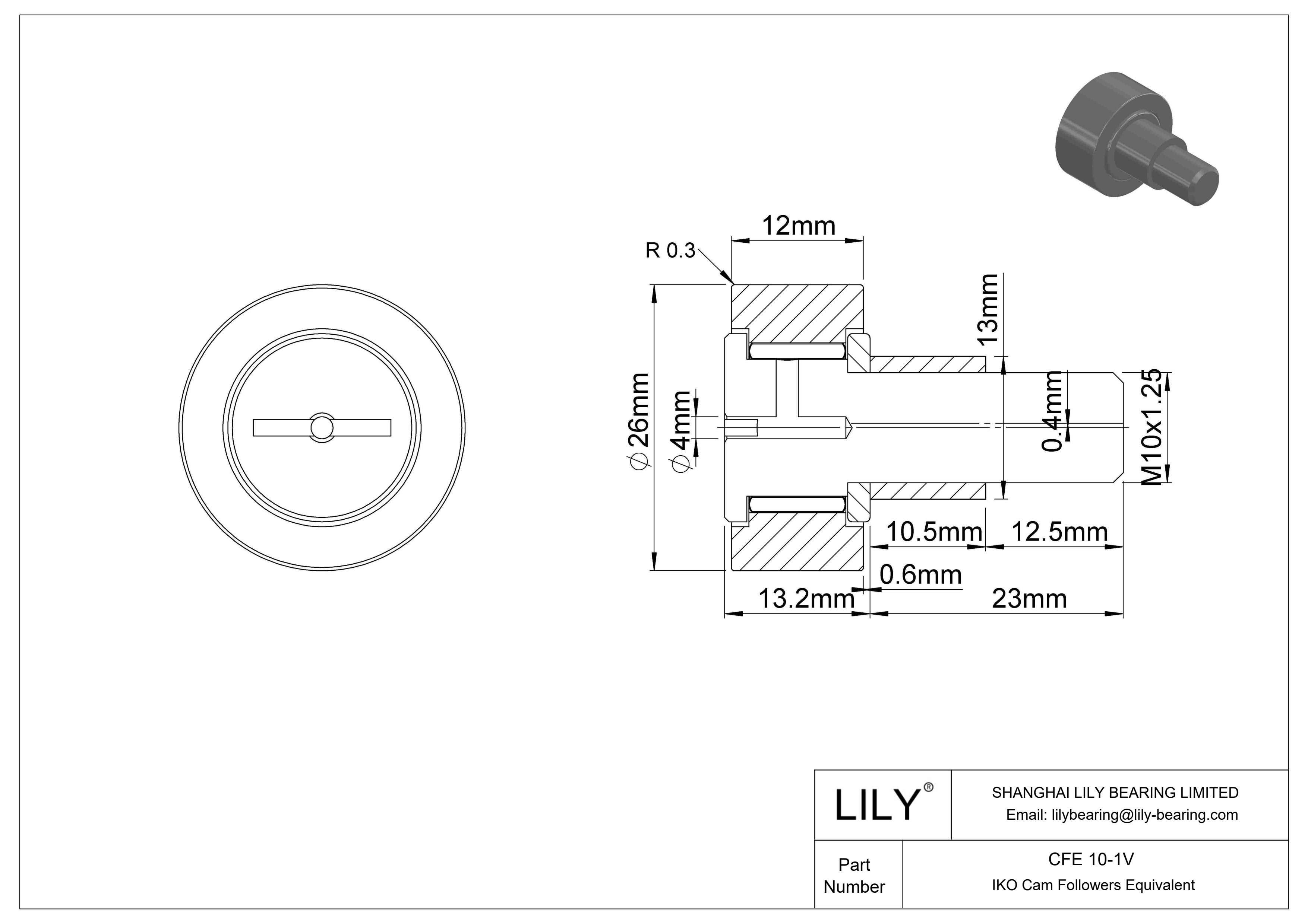 CFE 10-1V Seguidor de leva con bulón excéntrico cad drawing