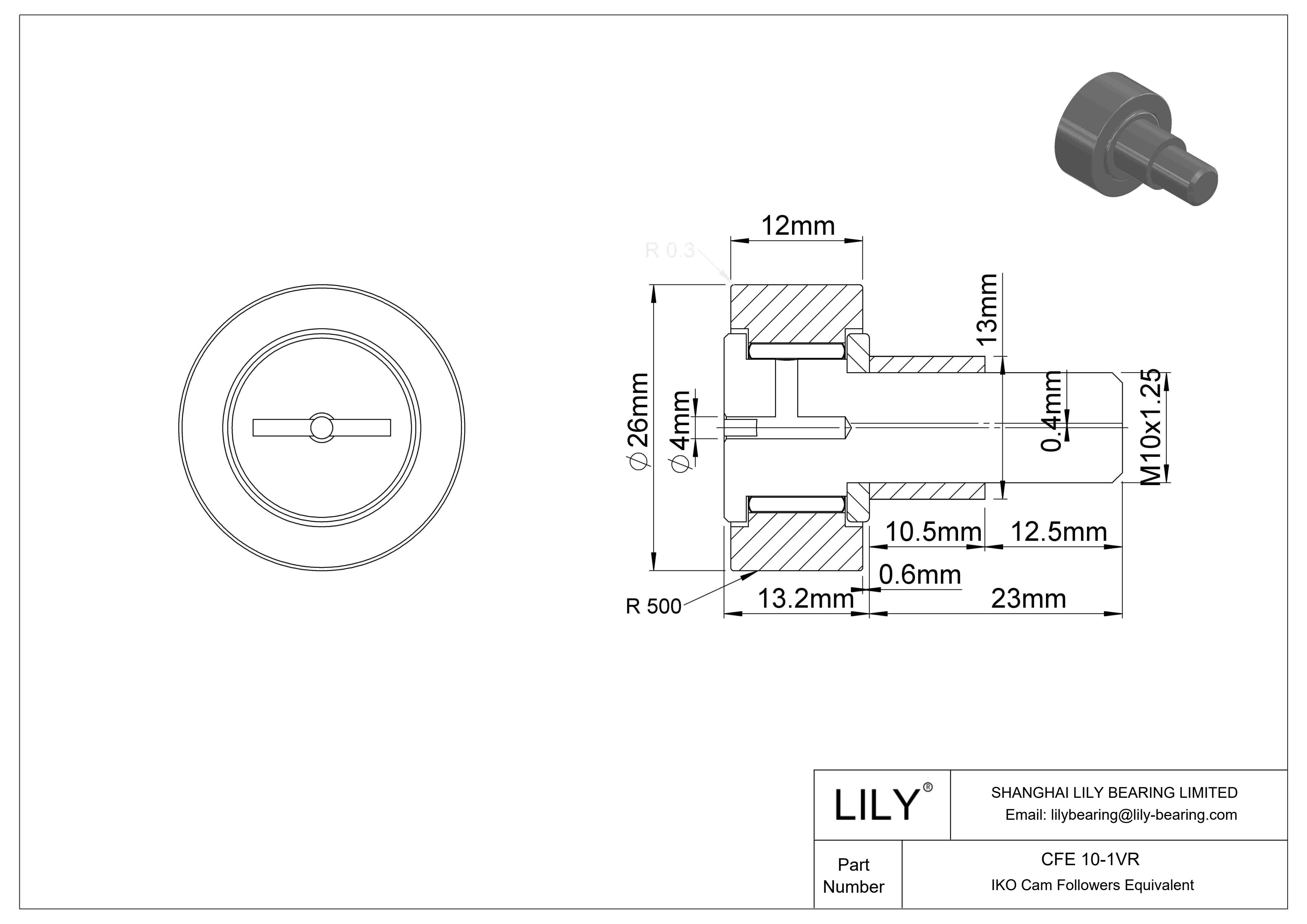 CFE 10-1VR 偏心螺柱凸轮从动件 cad drawing