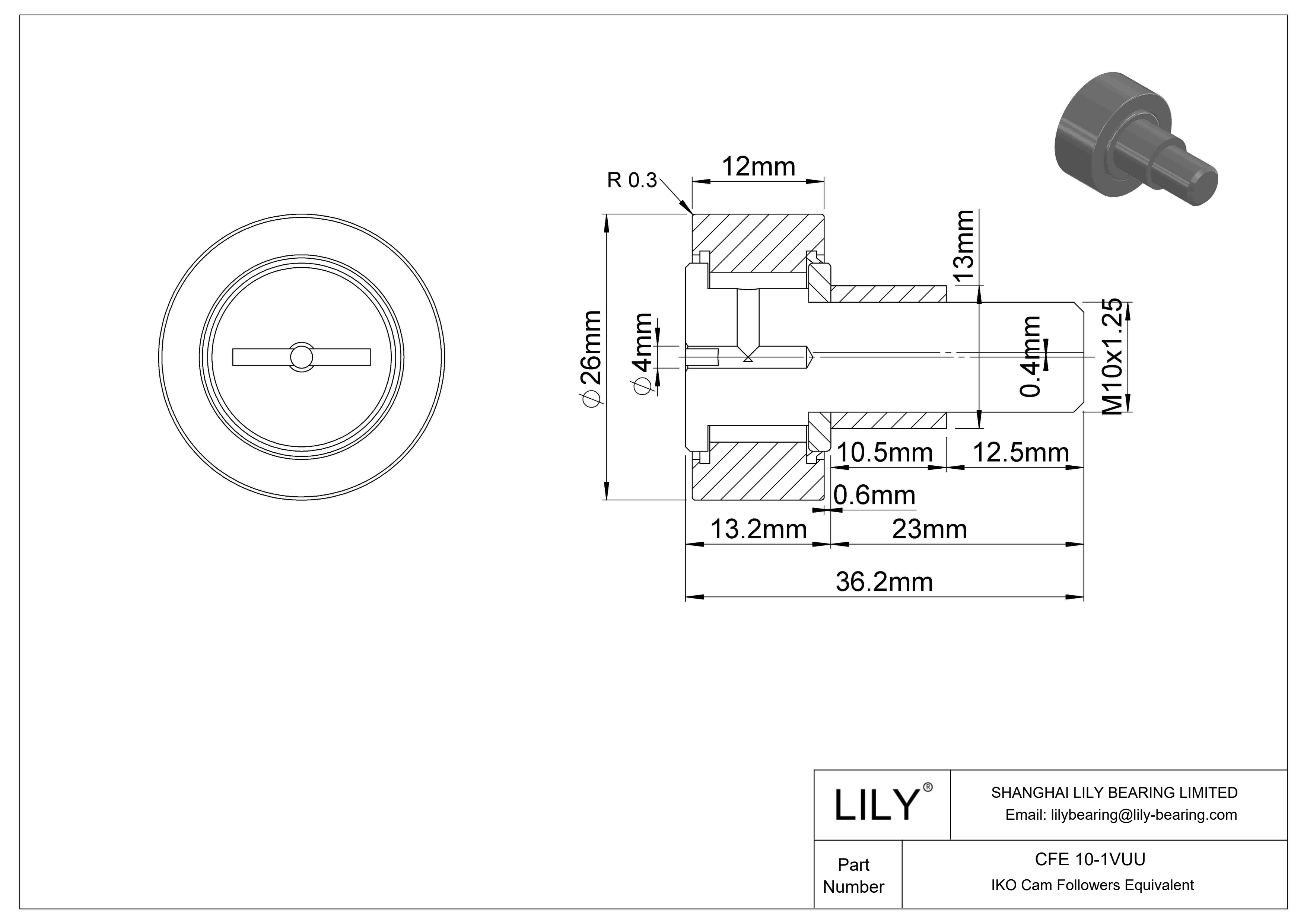 CFE 10-1VUU Seguidor de leva con bulón excéntrico cad drawing