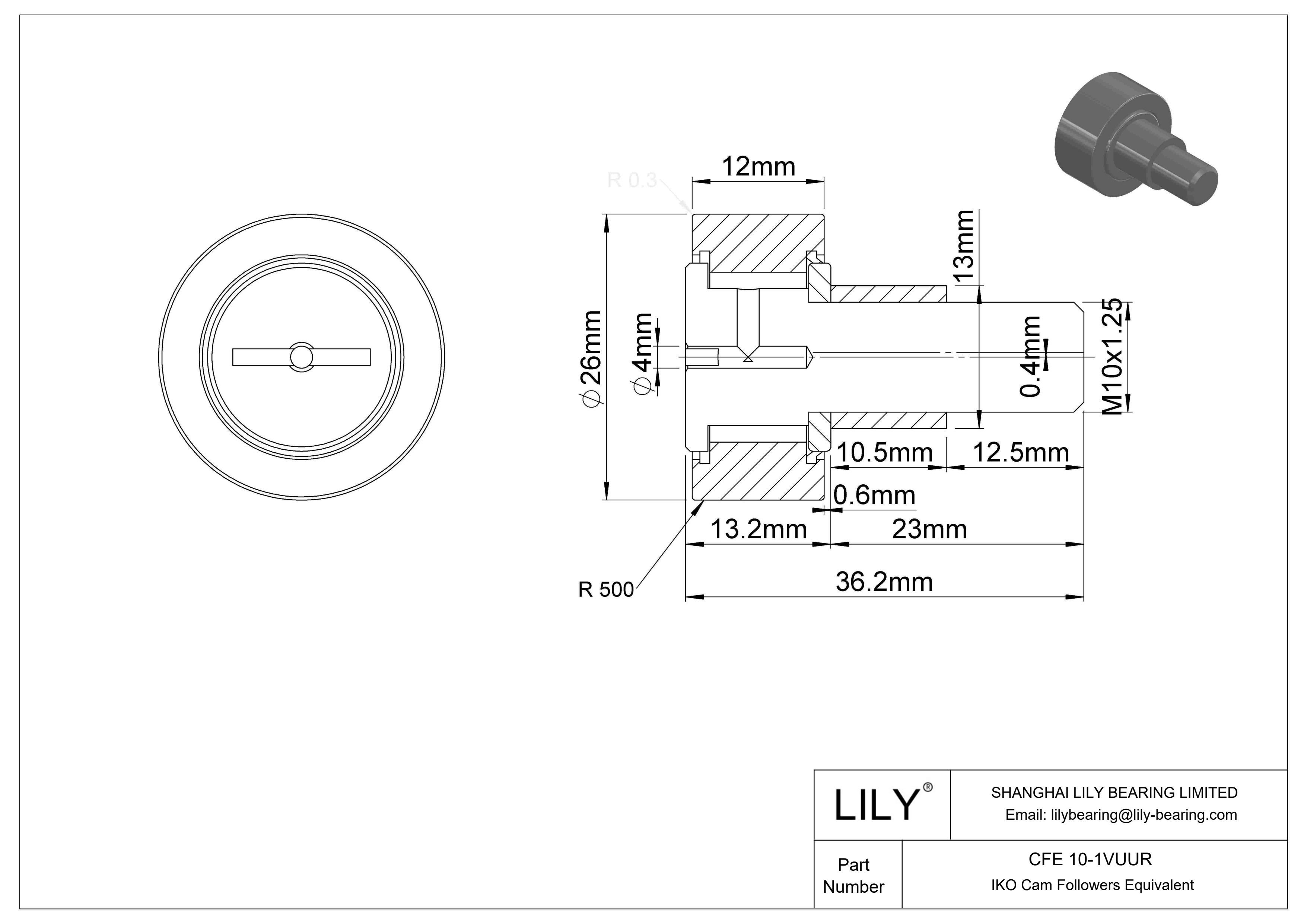 CFE 10-1VUUR 偏心螺柱凸轮从动件 cad drawing