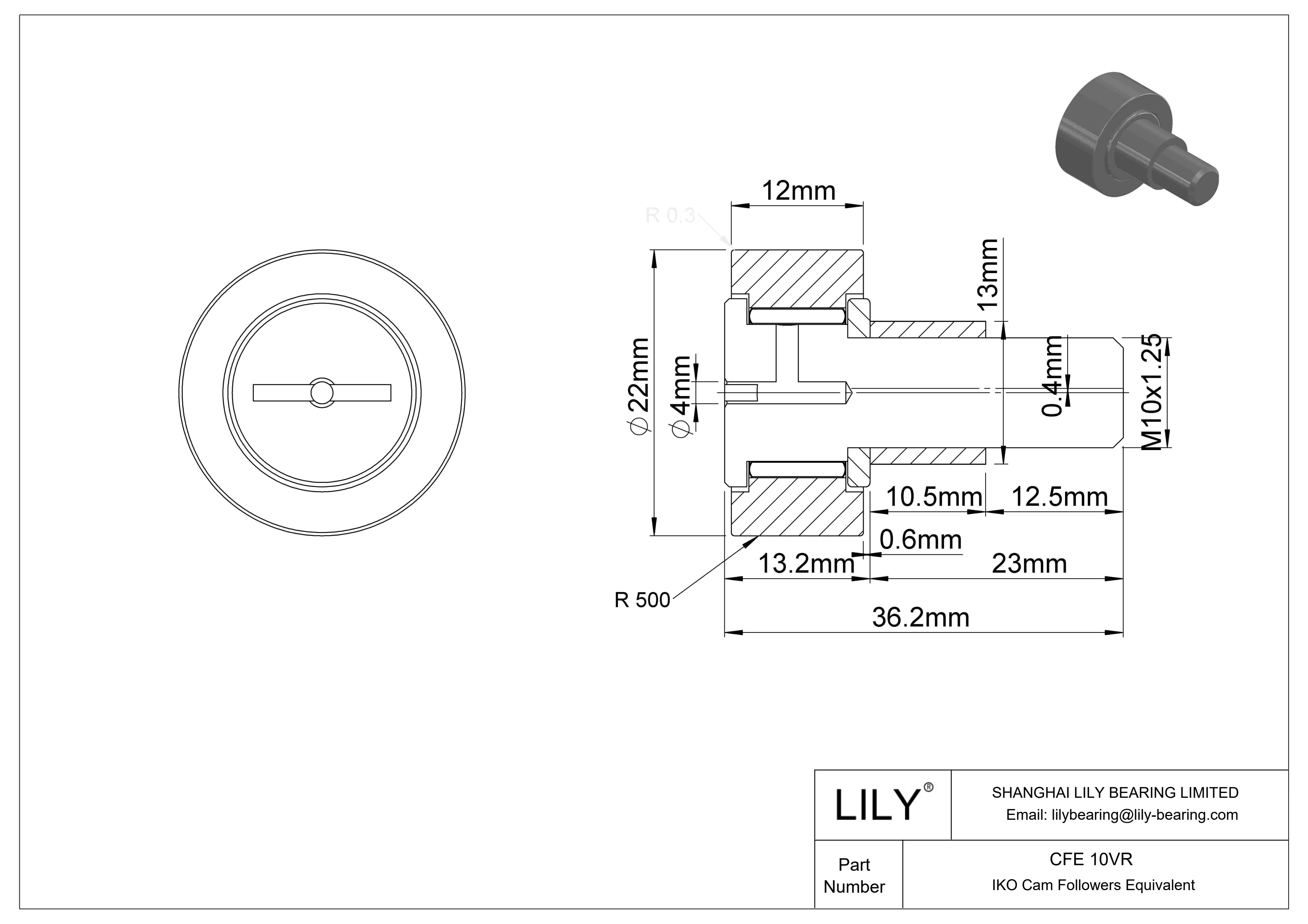 CFE 10VR Seguidor de leva con bulón excéntrico cad drawing