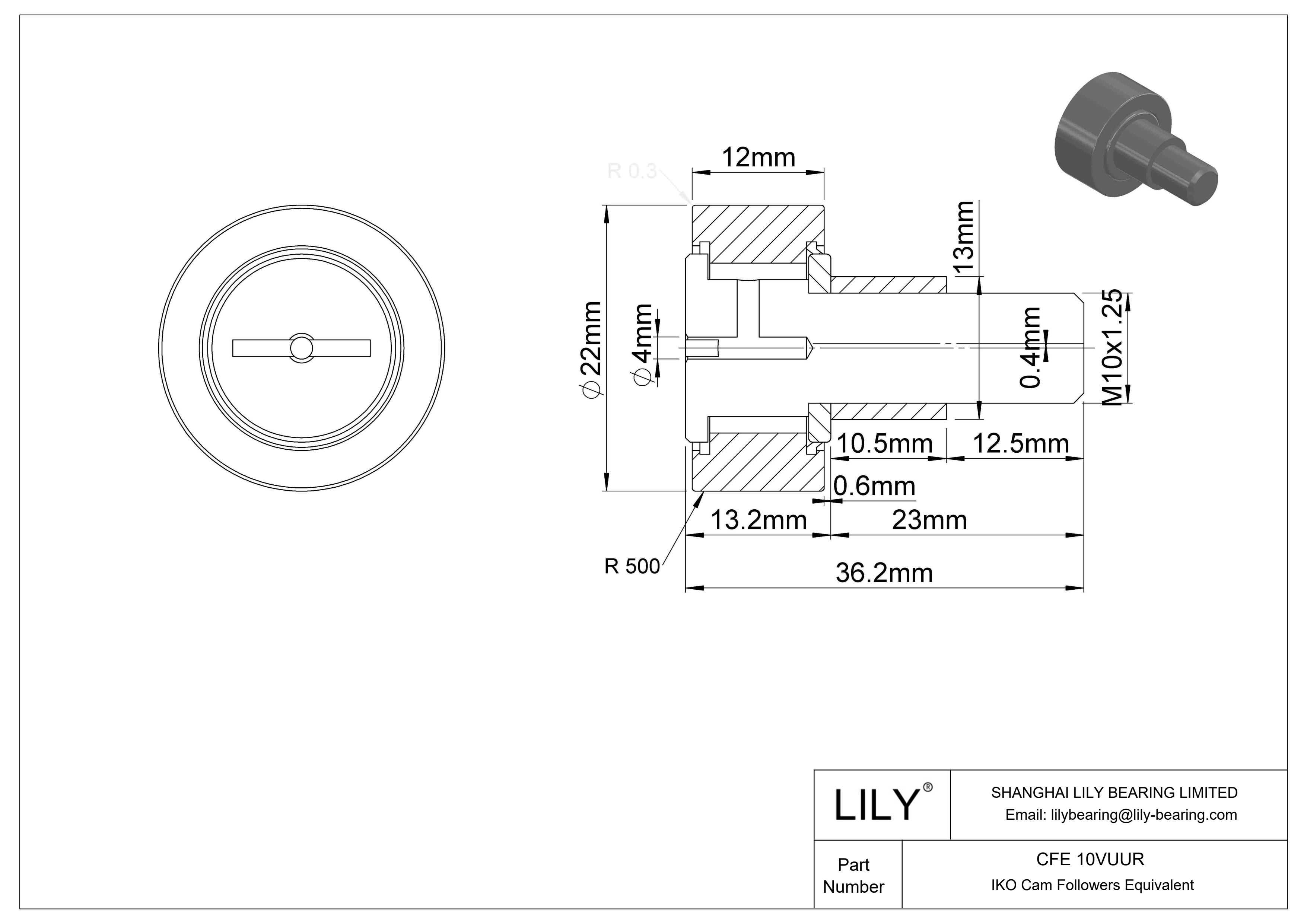 CFE 10VUUR Seguidor de leva con bulón excéntrico cad drawing