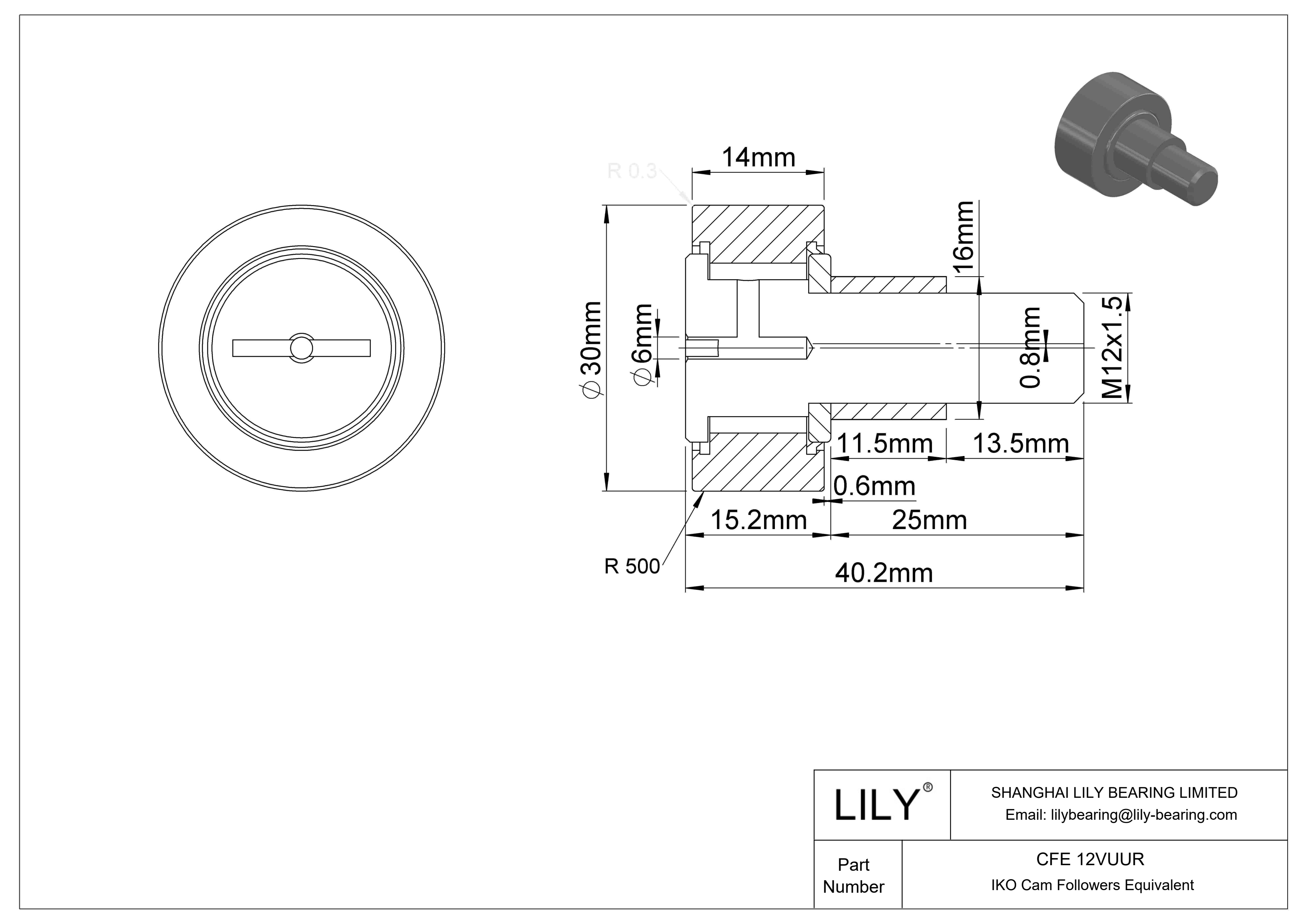 CFE 12VUUR Seguidor de leva con bulón excéntrico cad drawing