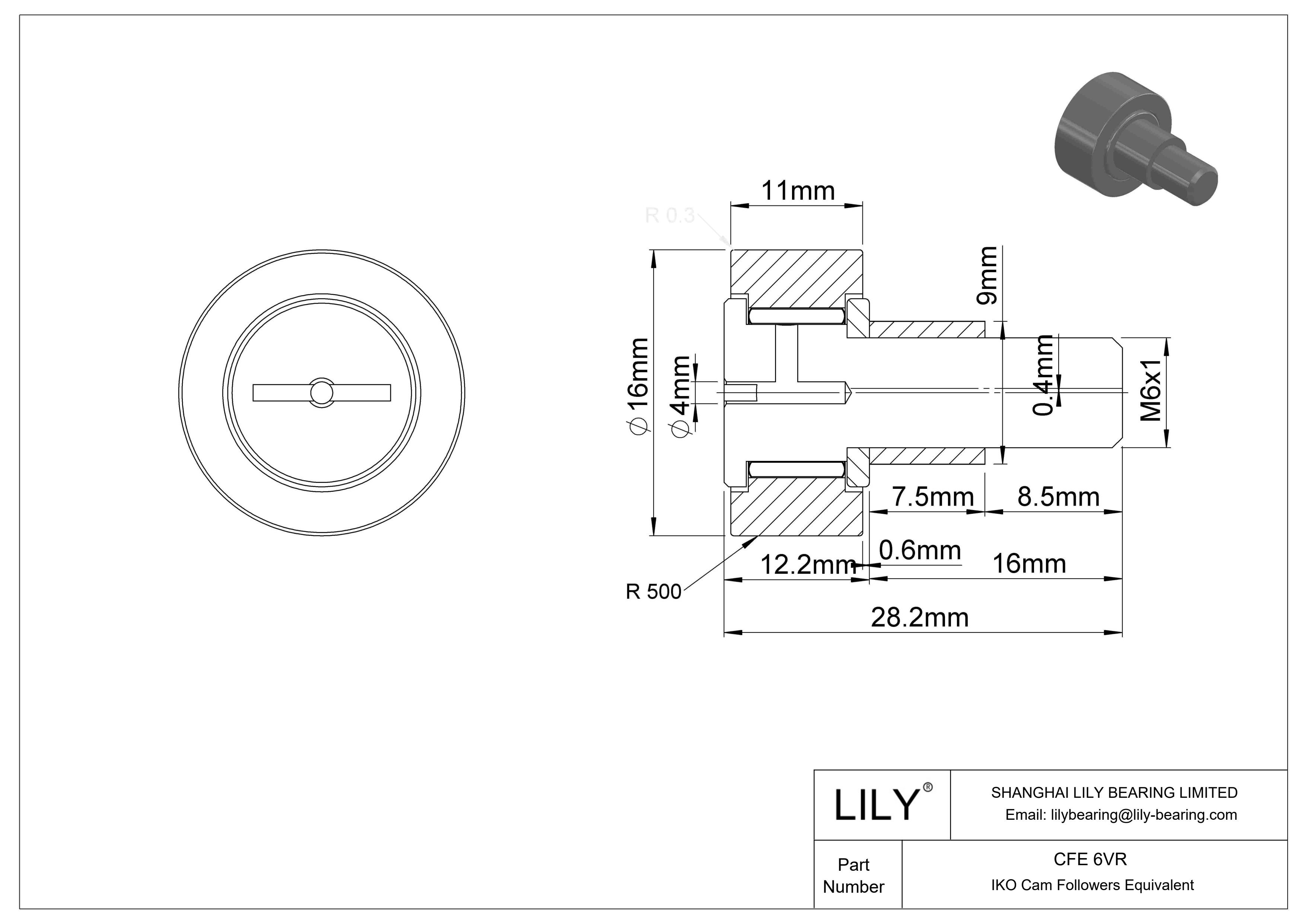 CFE 6VR Seguidor de leva con bulón excéntrico cad drawing