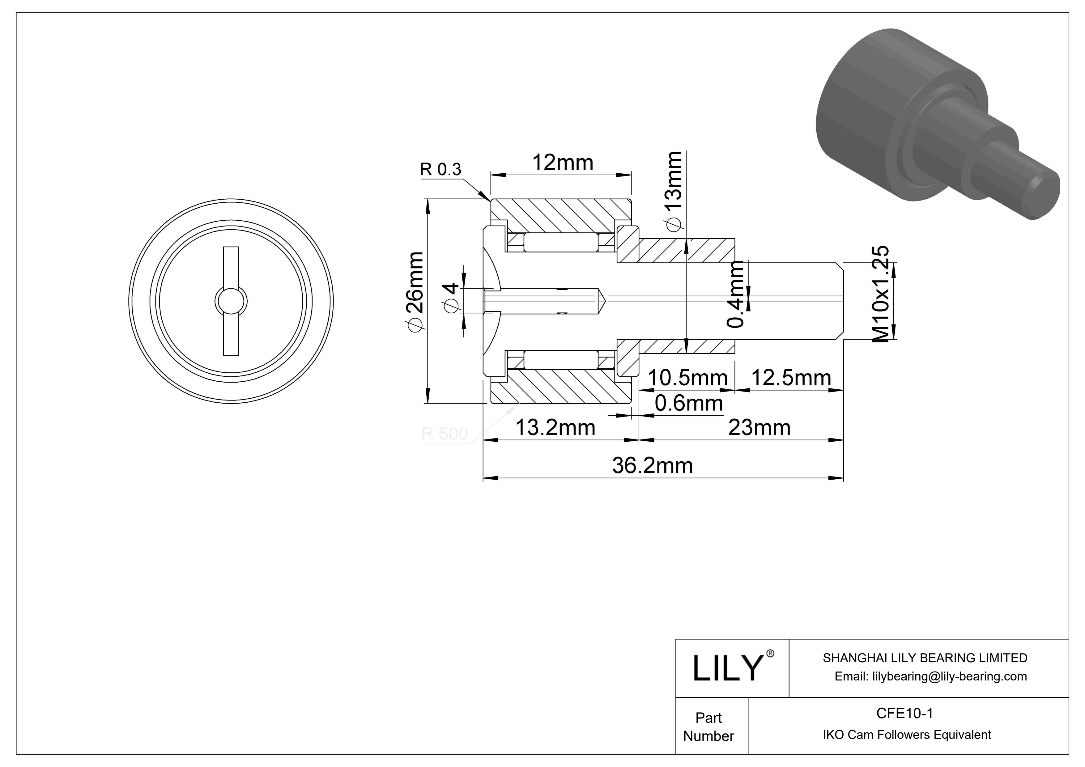 CFE10-1 偏心螺柱凸轮从动件 cad drawing