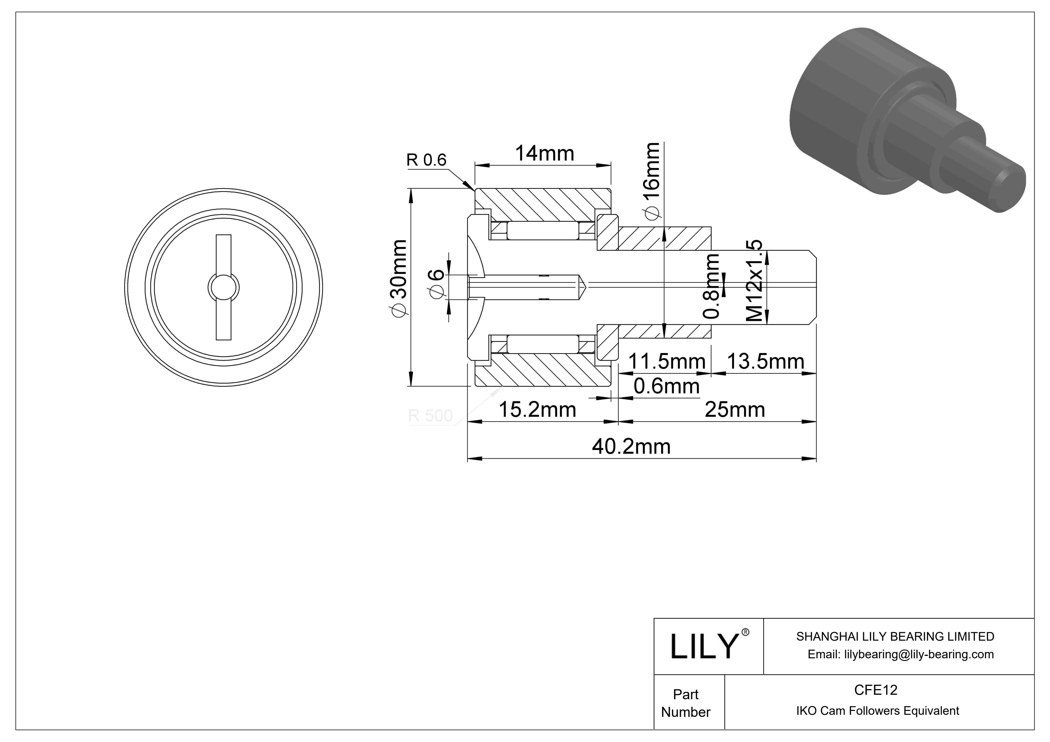 CFE12 偏心螺柱凸轮从动件 cad drawing