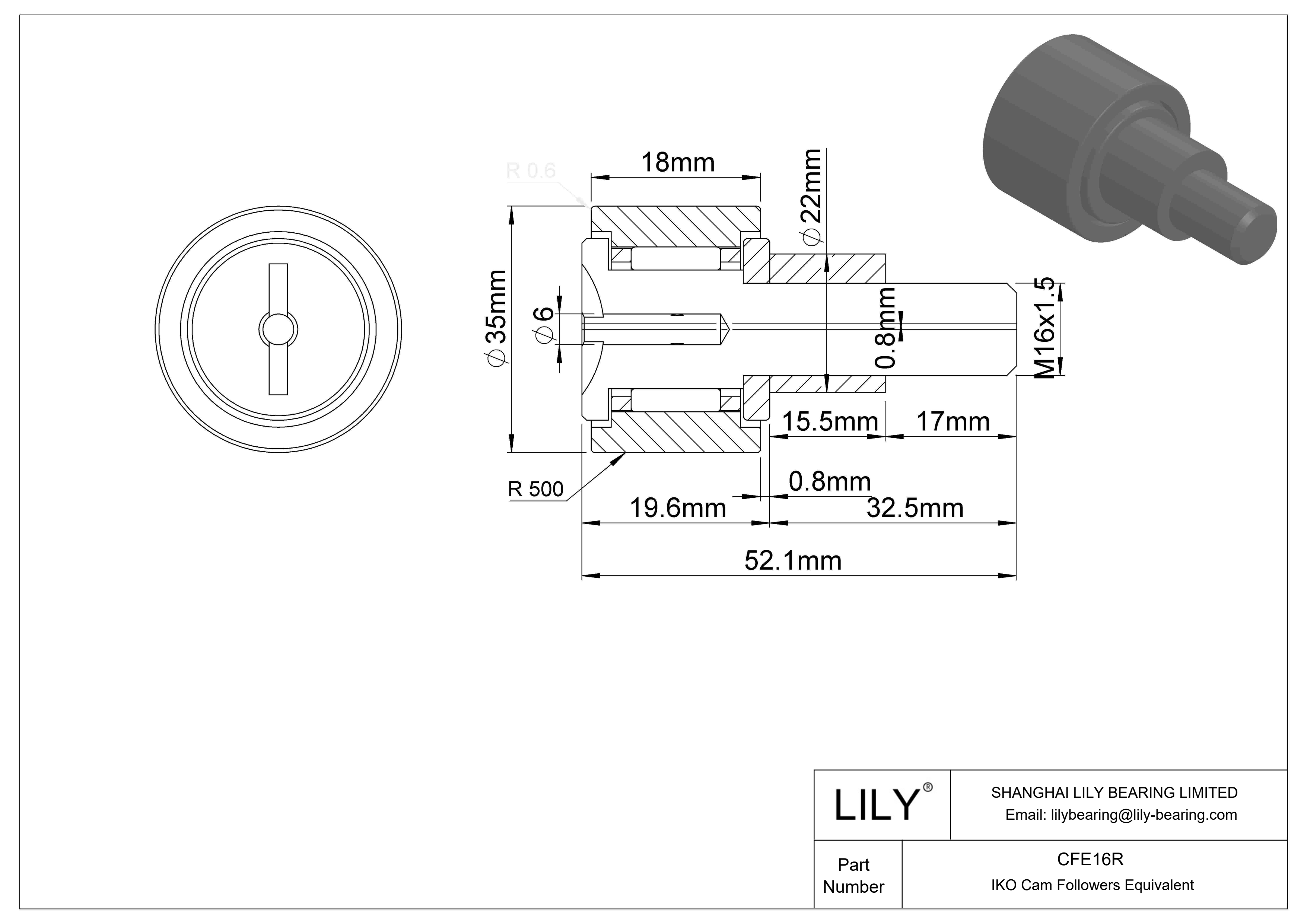 CFE16R Seguidor de leva con bulón excéntrico cad drawing