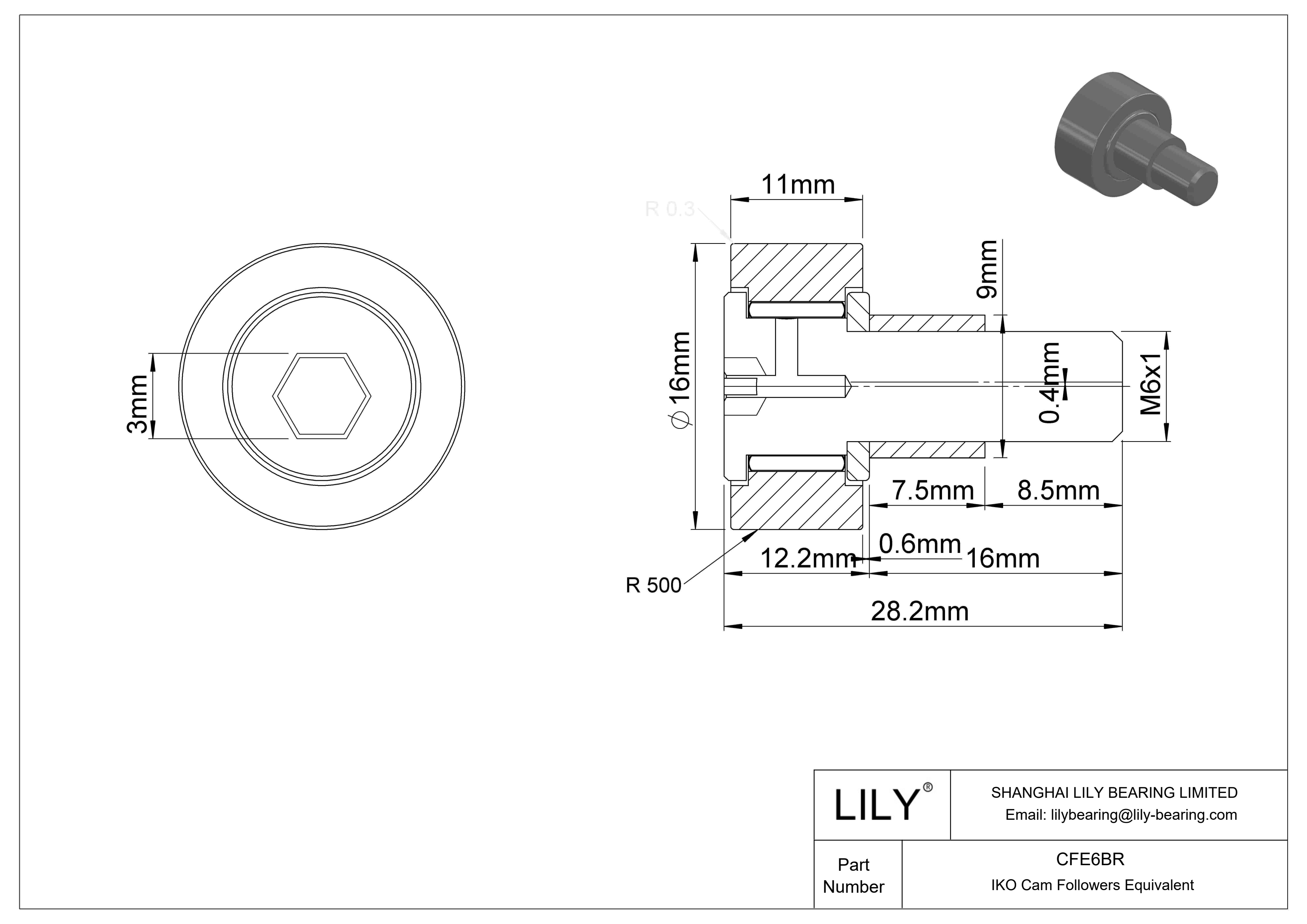 CFE6BR 偏心螺柱凸轮从动件 cad drawing