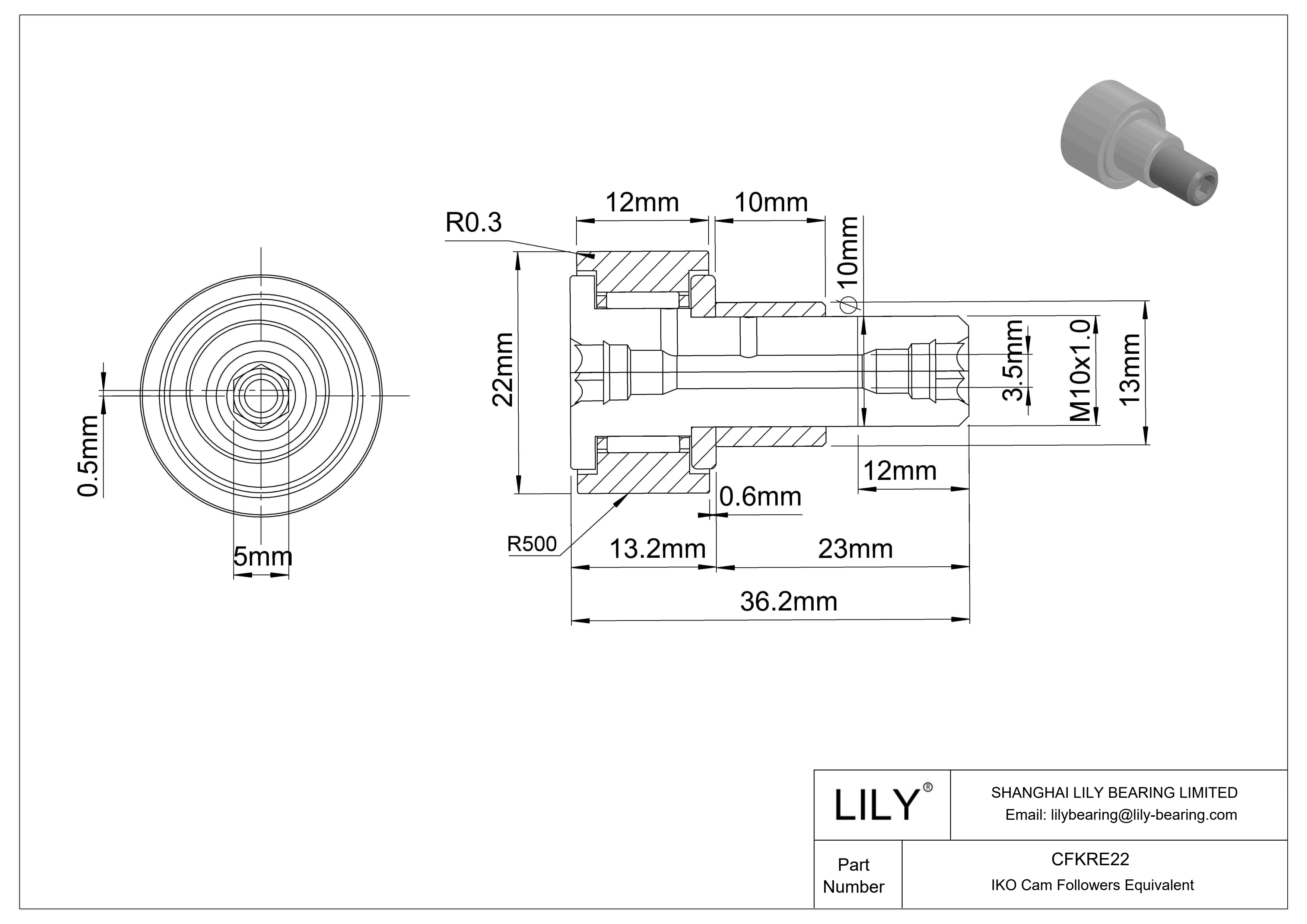 CFKRE22 偏心螺柱凸轮从动件 cad drawing