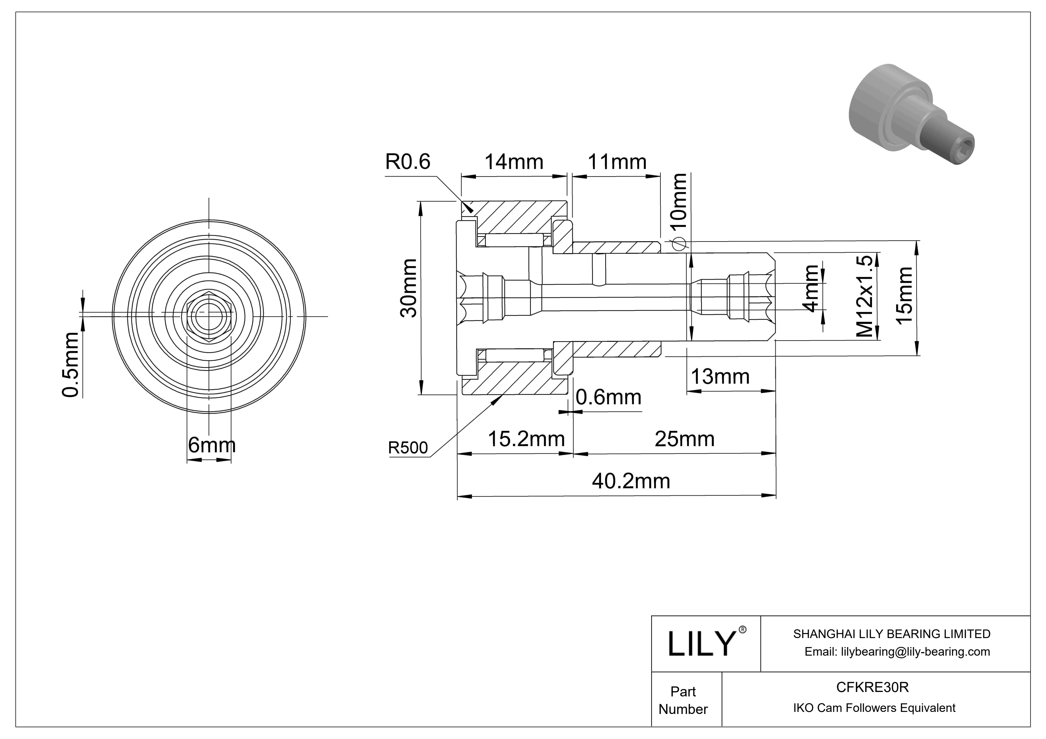 CFKRE30R 偏心螺柱凸轮从动件 cad drawing