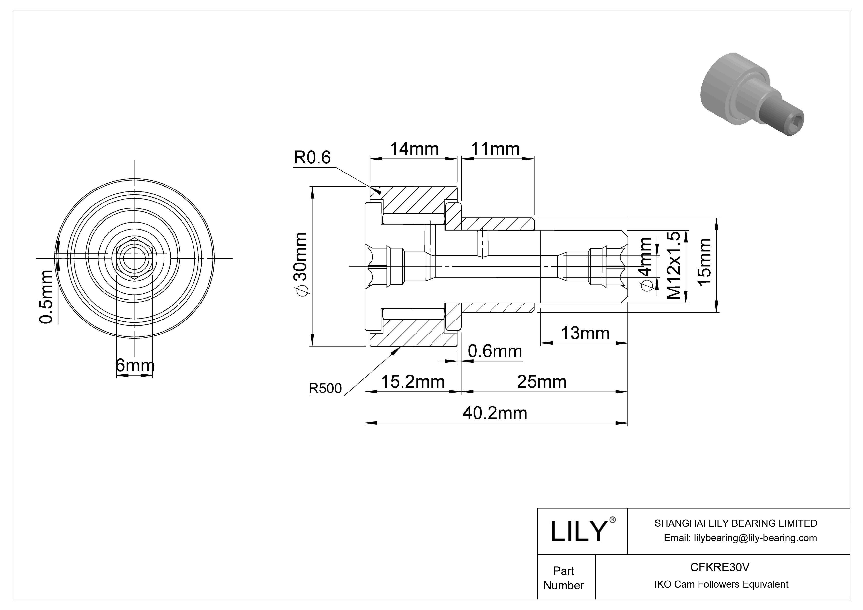 CFKRE30V 偏心螺柱凸轮从动件 cad drawing