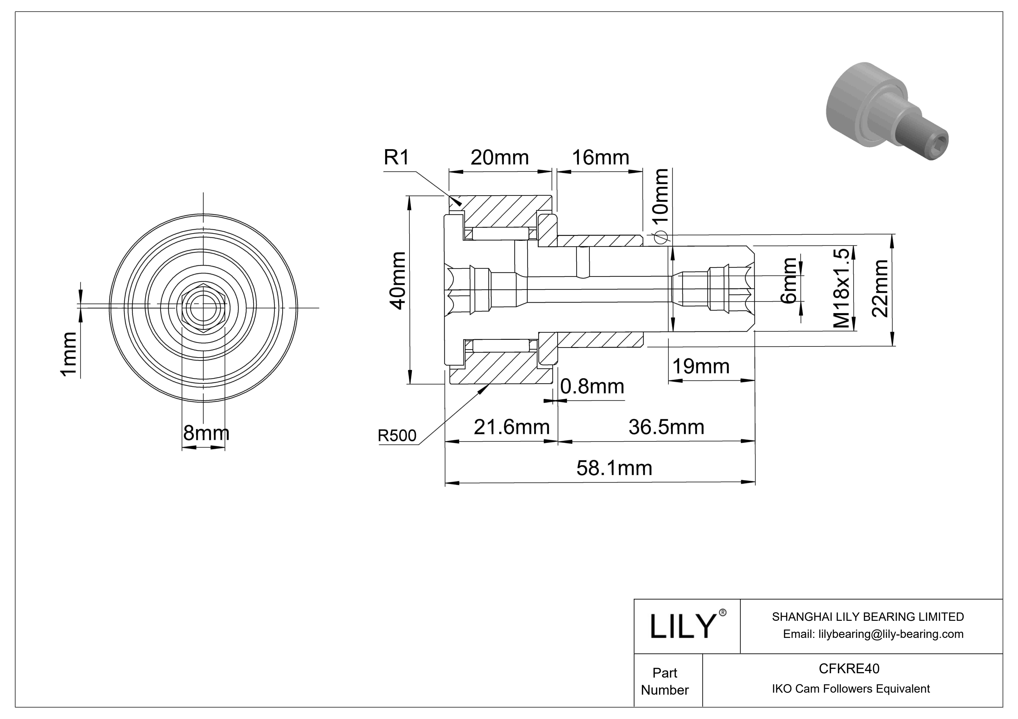 CFKRE40 偏心螺柱凸轮从动件 cad drawing