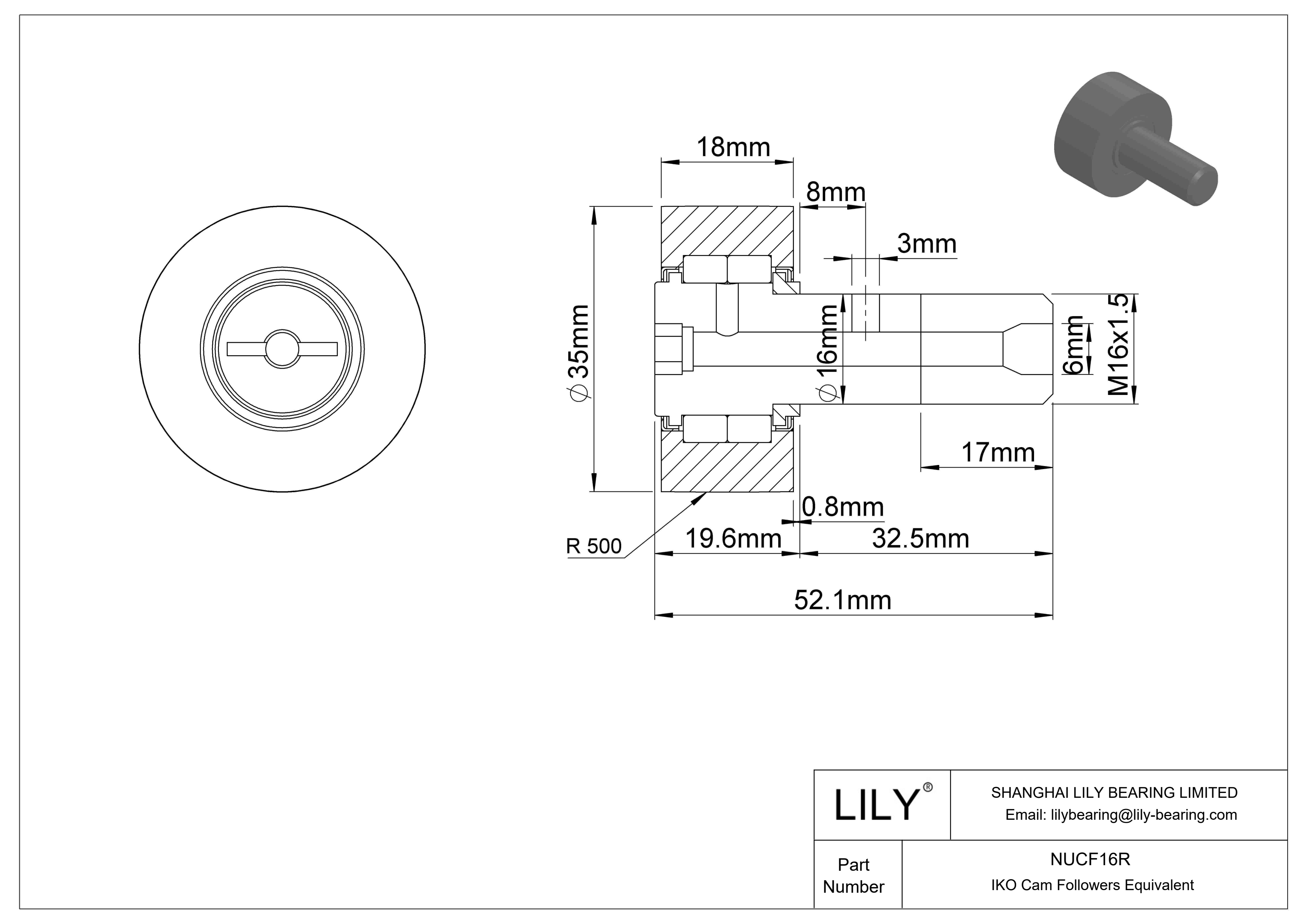 NUCF16R Seguidor de leva cad drawing