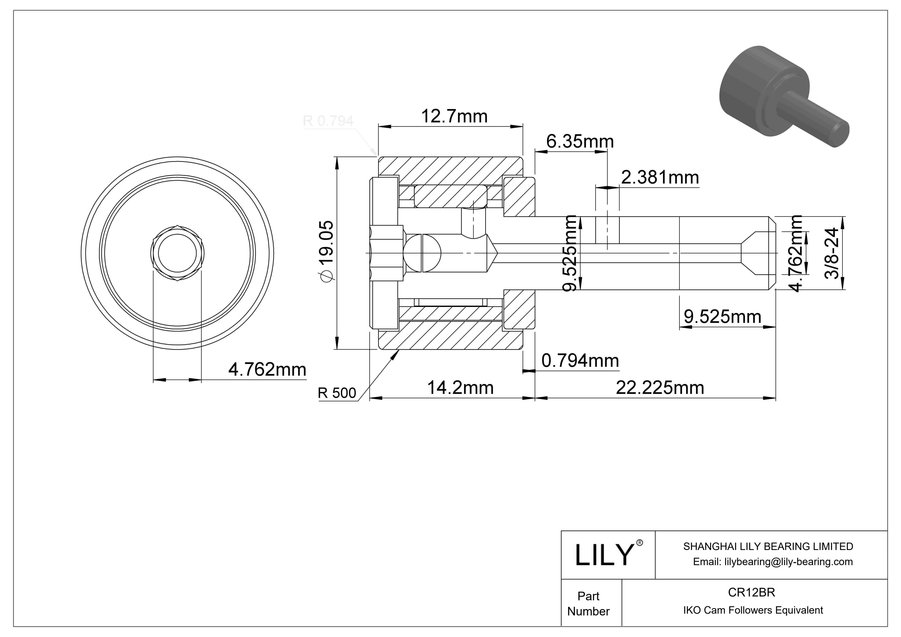 CR12BR 螺柱凸轮从动件 cad drawing