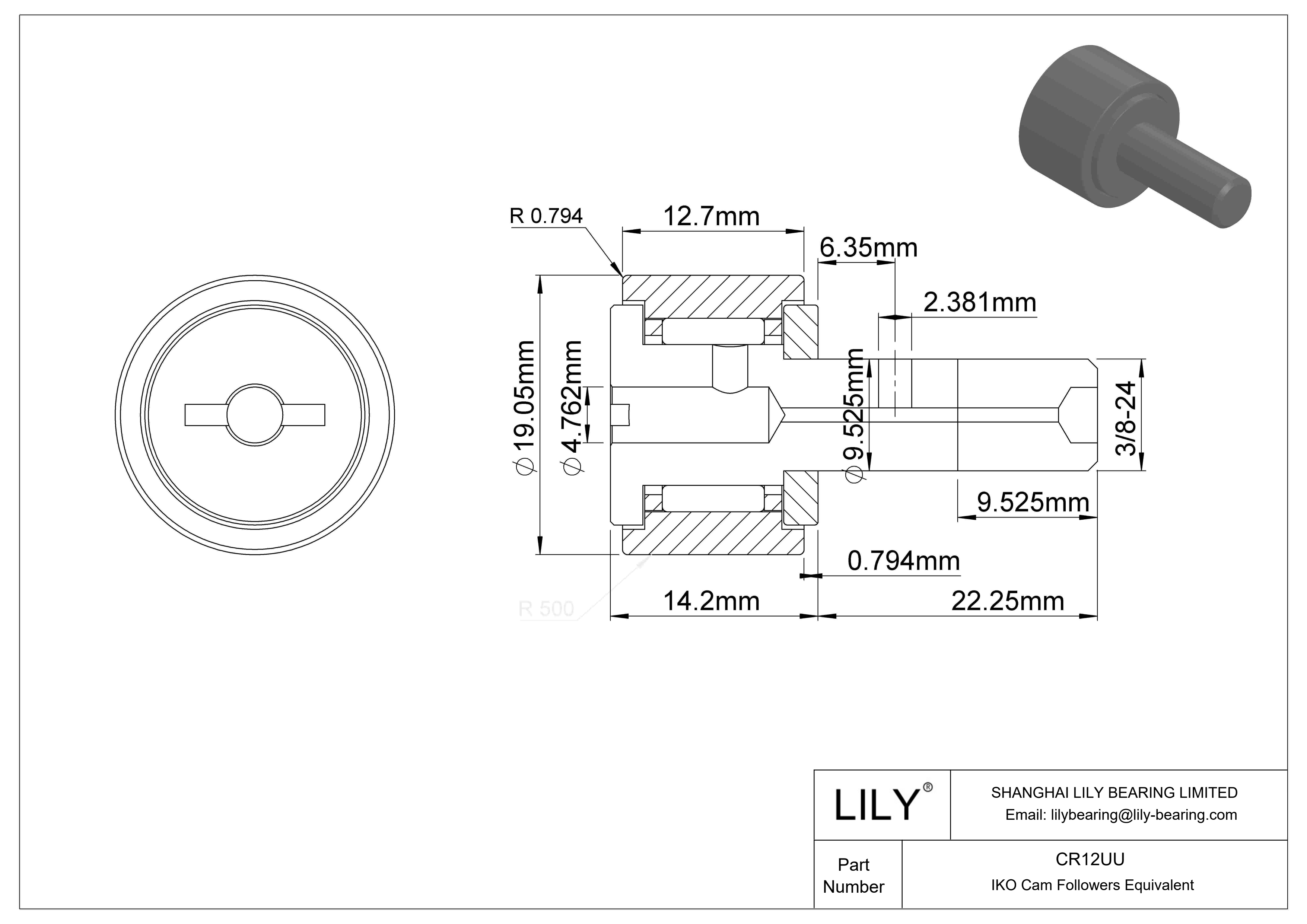 CR12UU Seguidor de leva cad drawing