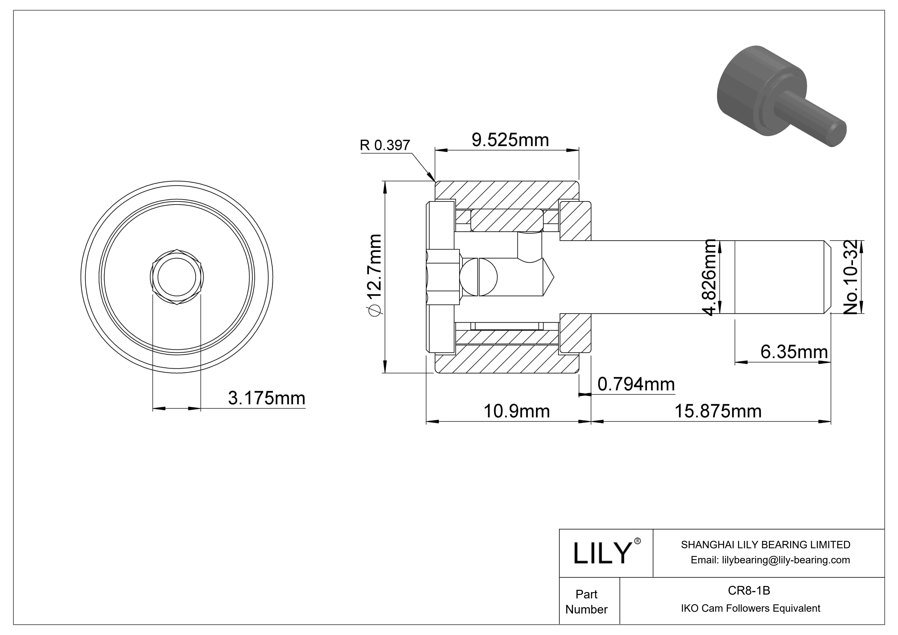 CR8-1B 螺柱凸轮从动件 cad drawing