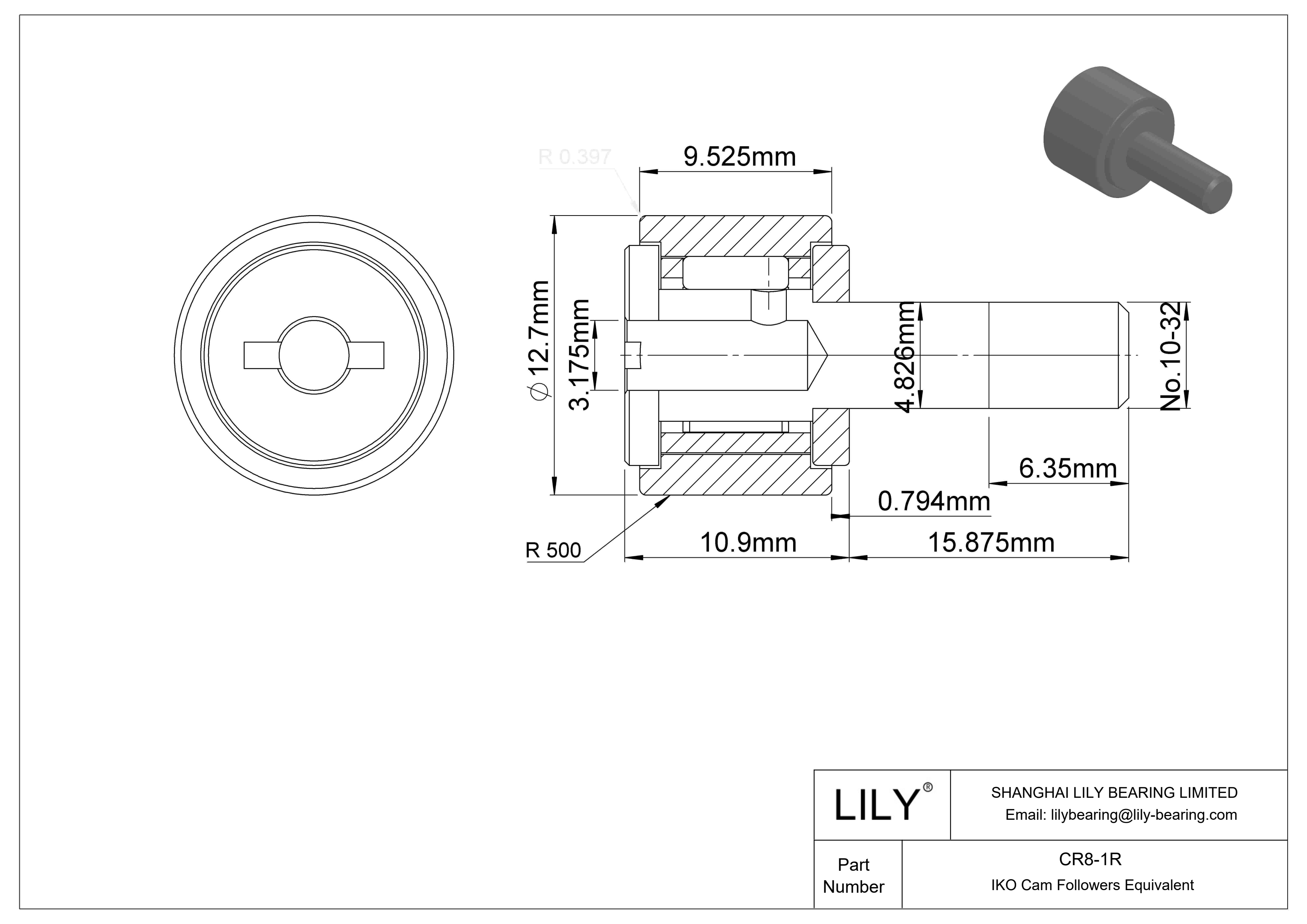 CR8-1R 螺柱凸轮从动件 cad drawing