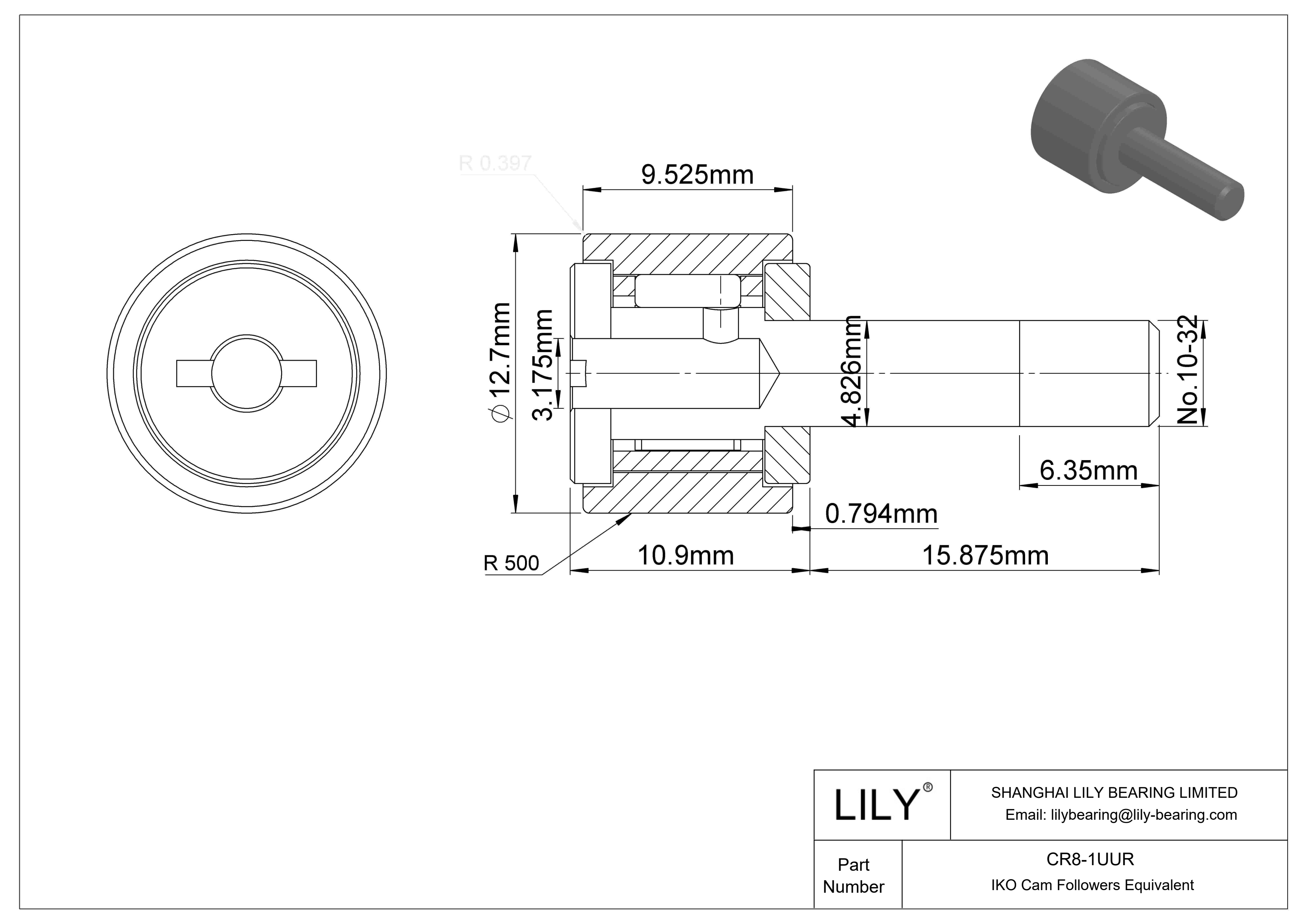 CR8-1UUR Seguidor de leva cad drawing