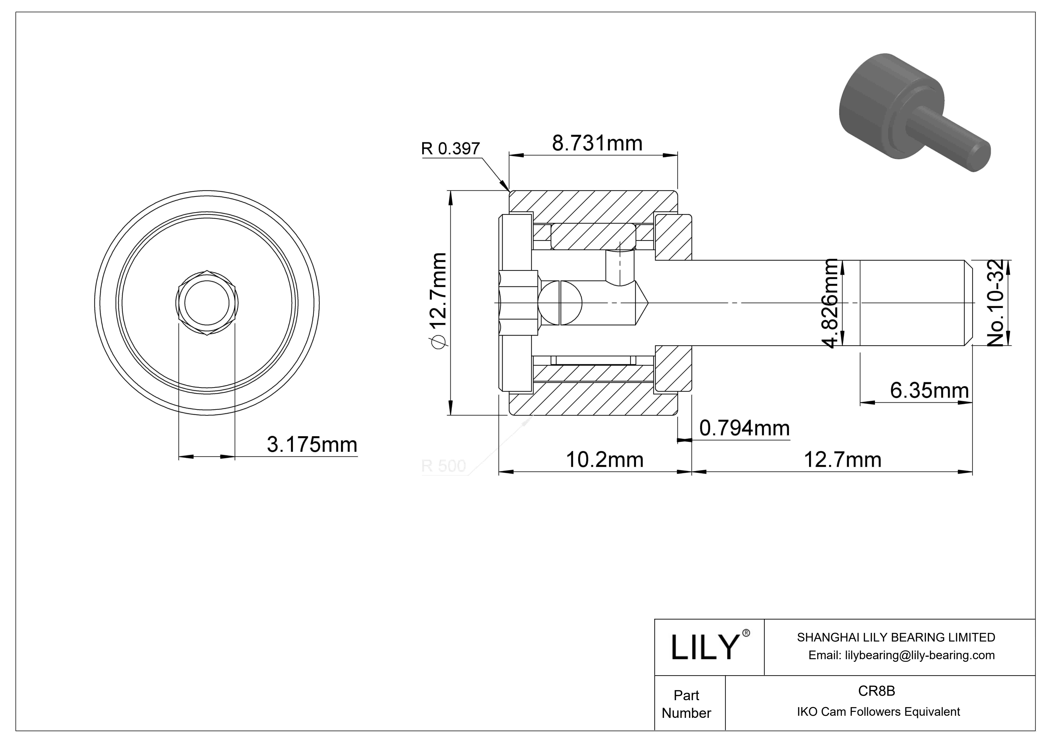 CR8B 螺柱凸轮从动件 cad drawing